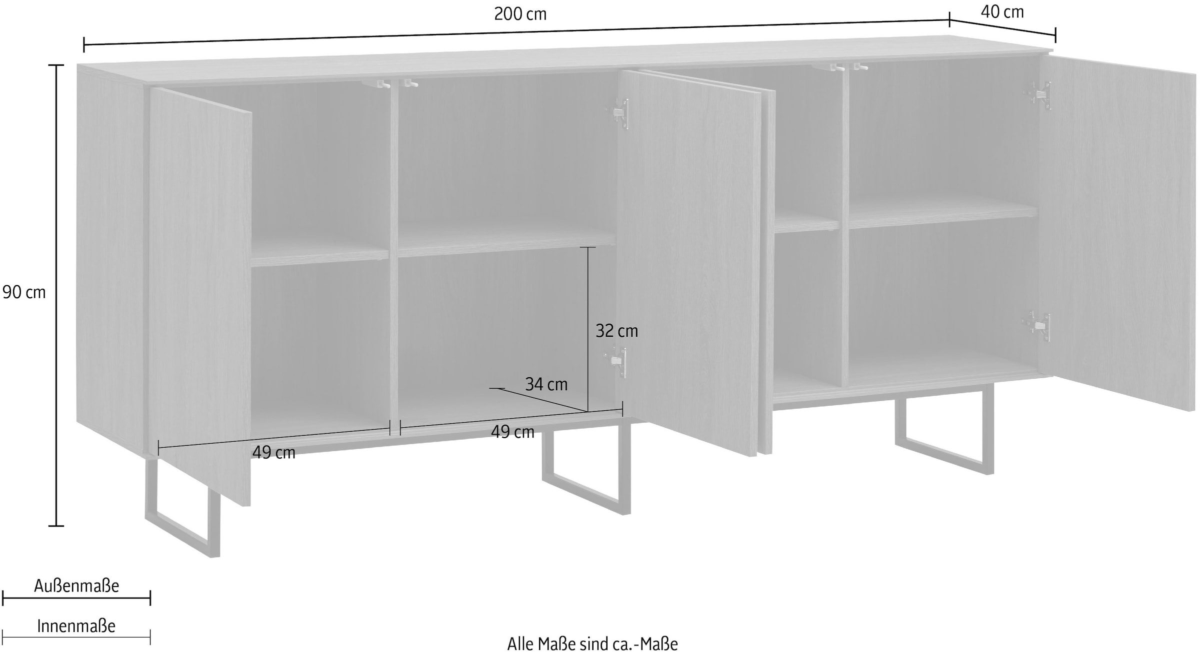 Home affaire Buffet »Lund, moderner Schrank, Kommode mit Kufengestell« surface supérieure visuellement fine, aspect haut de gamme, espace de rangement suffisant
