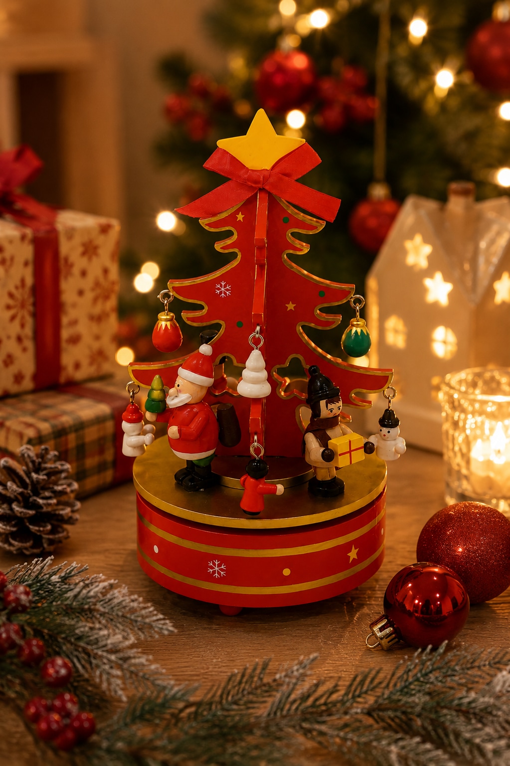 GOODproduct Spieluhr »Spieluhr« Weihnachtsbaum aus Holz , Aufziehschlüssel, festliche Melodie