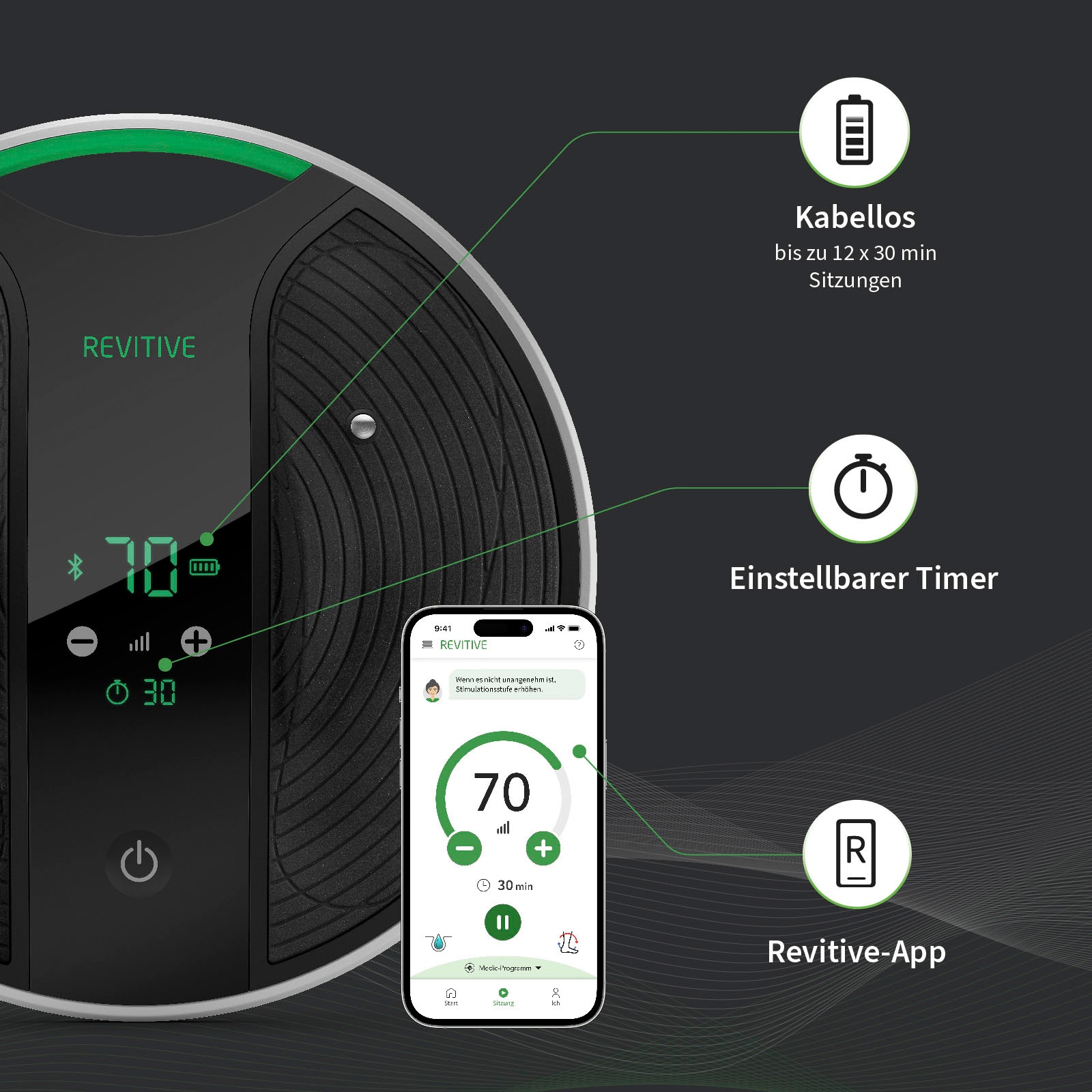 REVITIVE EMS-Fussmassage-Gerät »Medic Coach Durchblutungs-Stimulator« Effektive Knieschmerztherapie und bessere Durchblutung