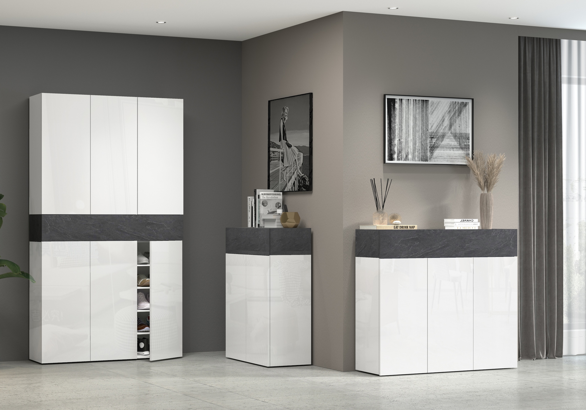 Home affaire Armoire à chaussures »Savona« Höhe 200cm, 12 Einlegeböden, 21 Fächer