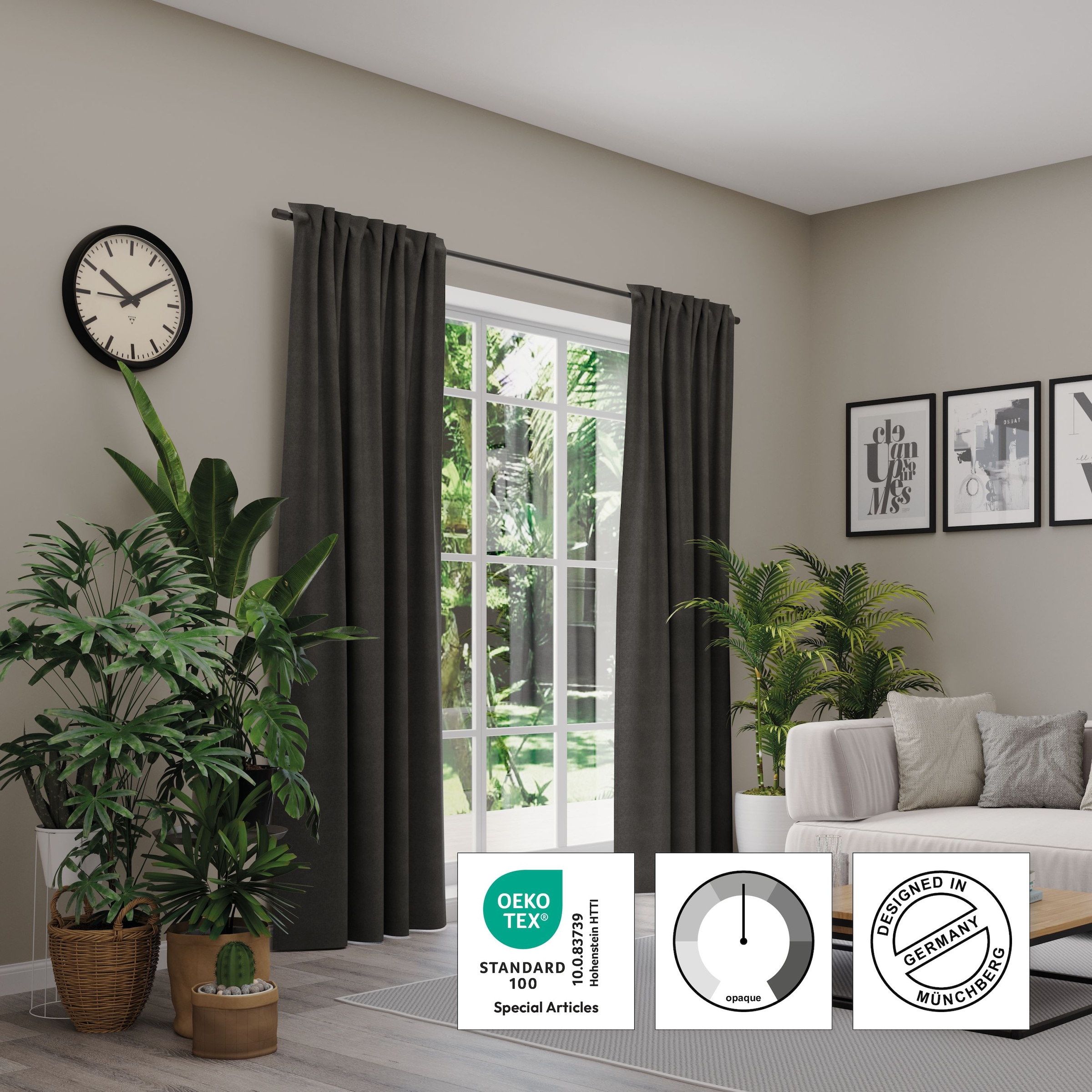 Neutex for you! Vorhang »BELMONDO« Multifunktionsband 1 Stk. tlg. Uni mit samtiger Oberfläche, nach Mass