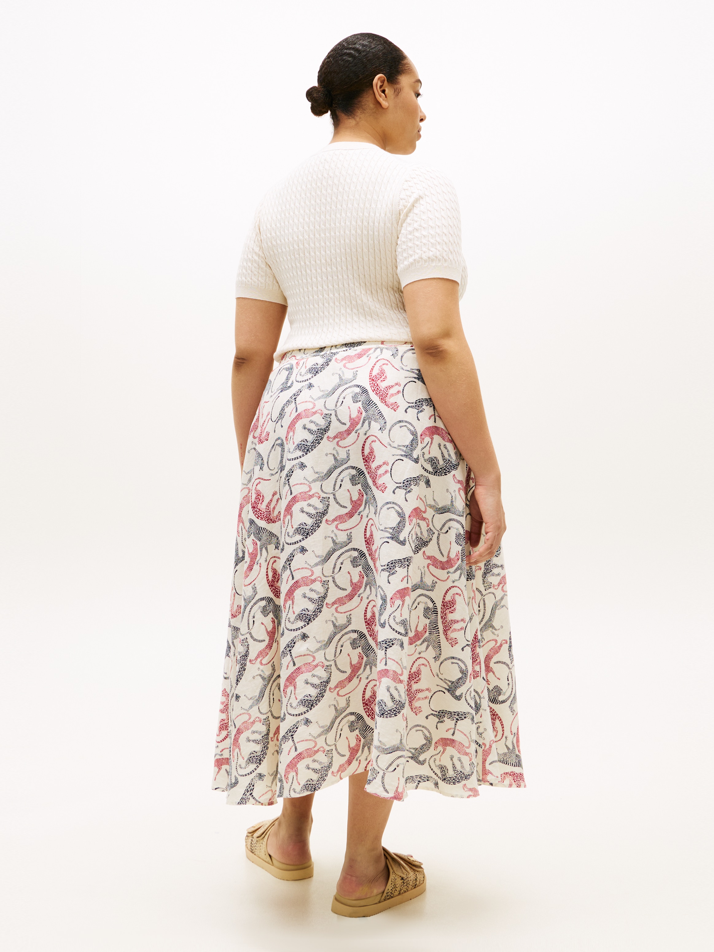 Tommy Hilfiger Curve A-Linien-Rock »CRV ESS LINEN FLARE SKIRT« in grossen Grössen, in ausgestellter Form