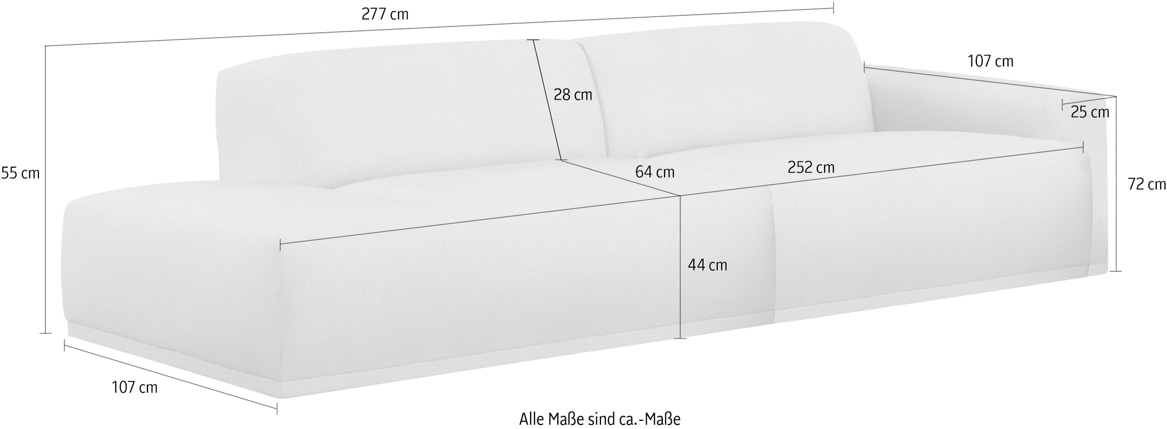TRENDMANUFAKTUR Canapé Big »Braga, mit hochwertigem Kaltschaum, Megasofa, Japandi-Design« canapé moderne Big-Sofa, canapé avec grand confort d'assise, 277/72/107 cm (L/H/P)