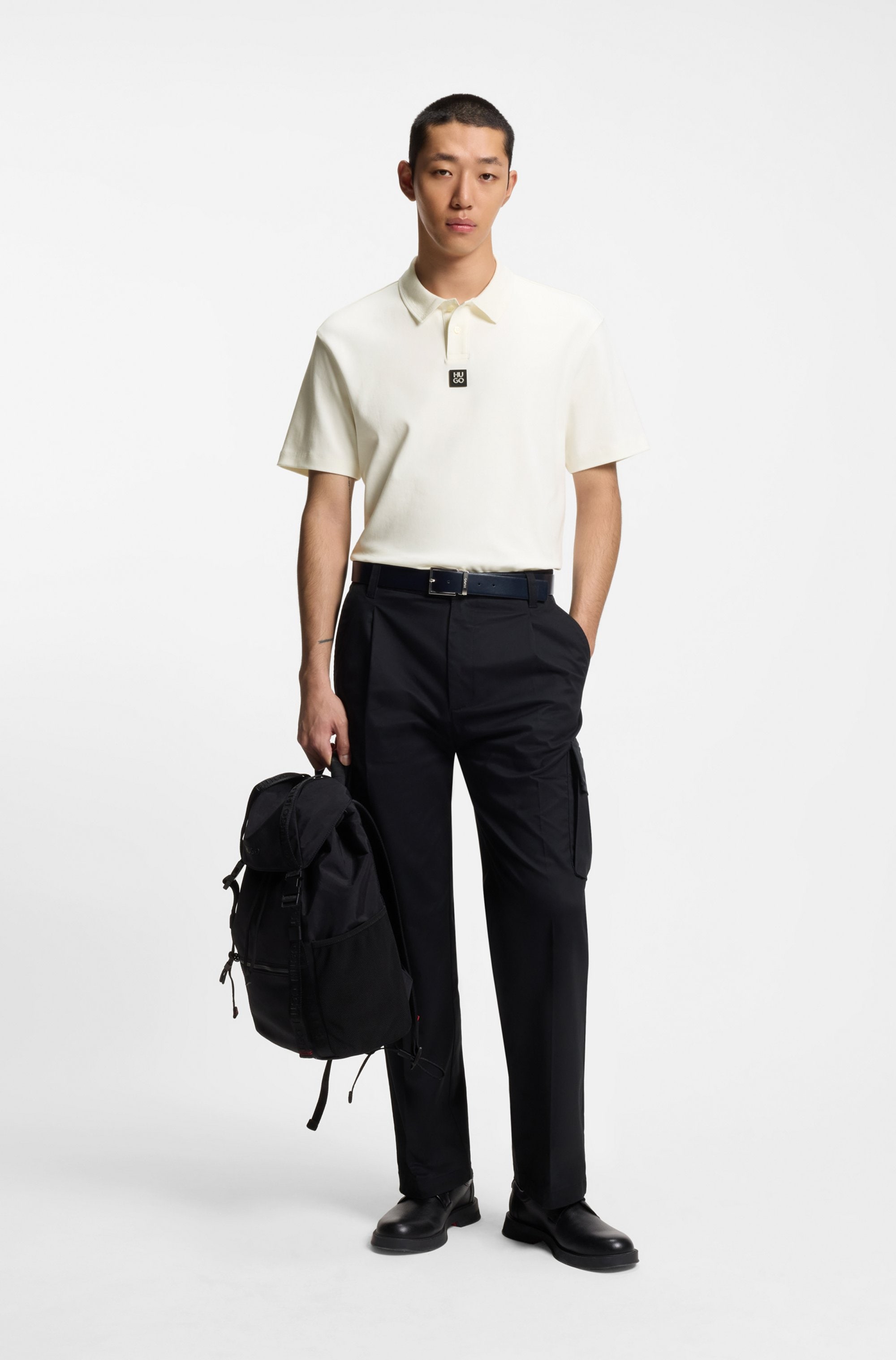 HUGO Polo »Deabono_D Metal Logo« col polo, coton pur, coupe regular fit
