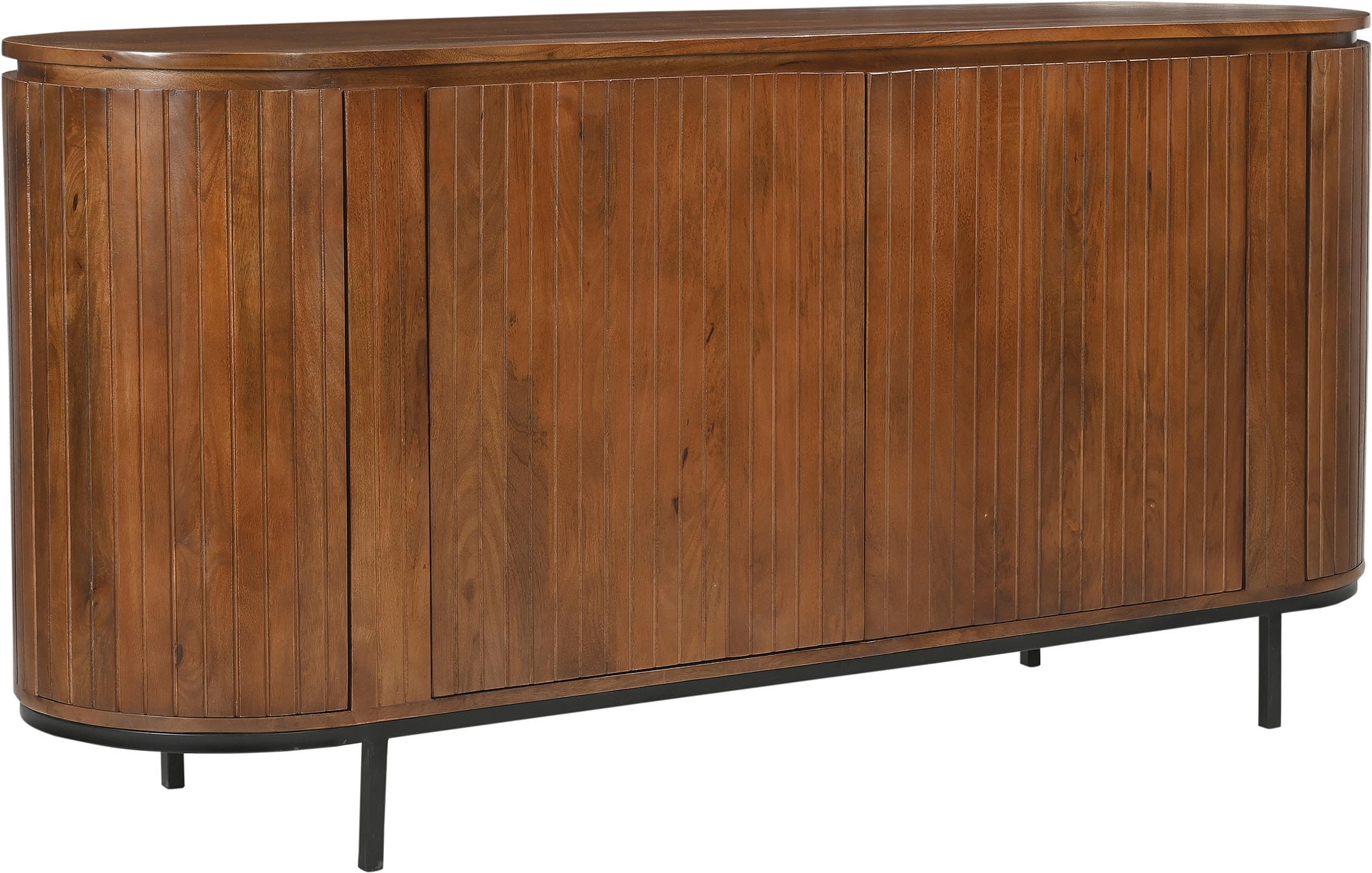 SIT Buffet »Newcastle aus massivem Mangoholz mit Lamellenfront & 4 Türen« 1 cuis tlg. 4 portes, 8 compartiments & façade à fines lamelles en bois de manguier