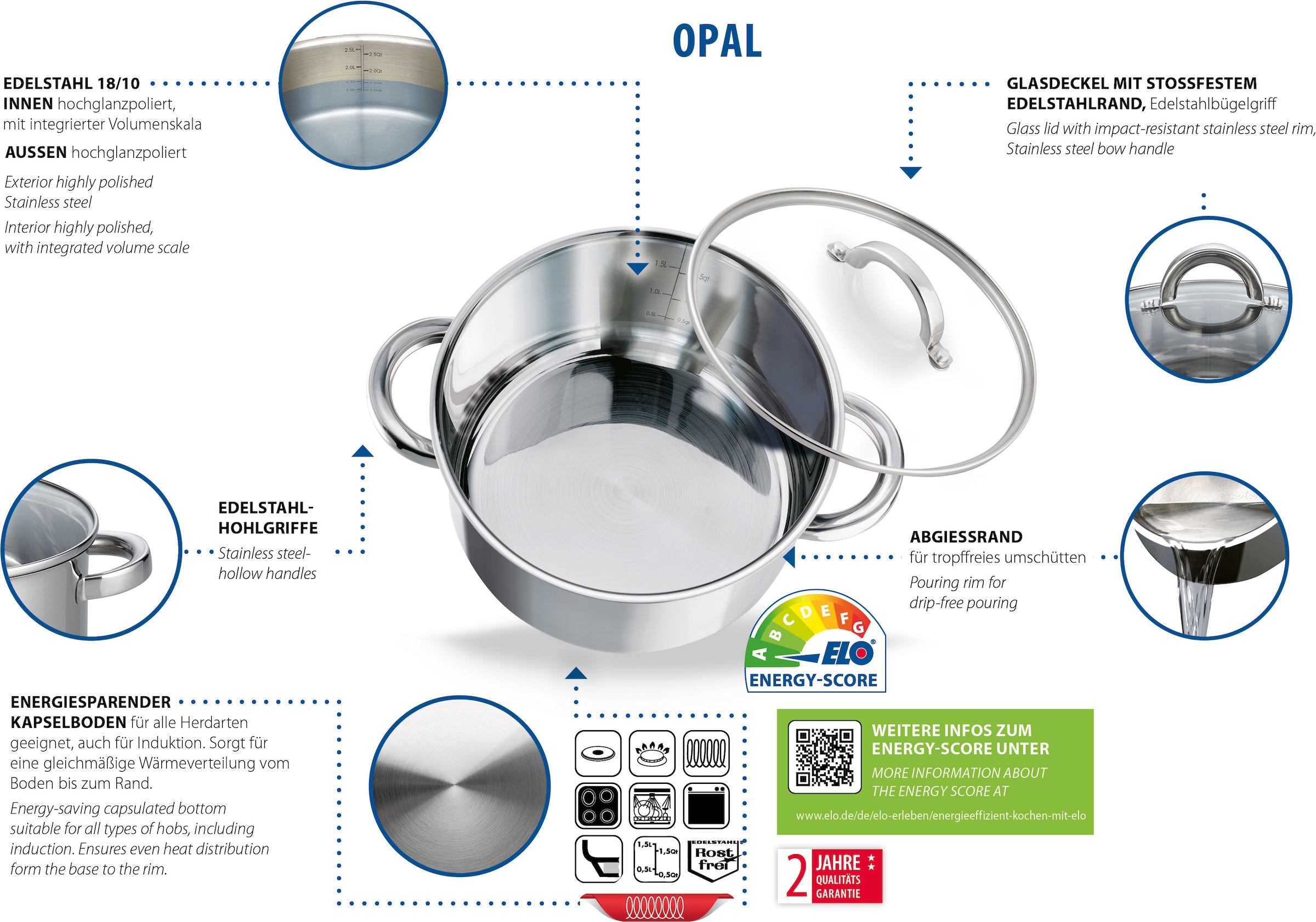 Elo Basic Pot à viande »Opal« 1 cuis tlg. Acier inoxydable 18/8