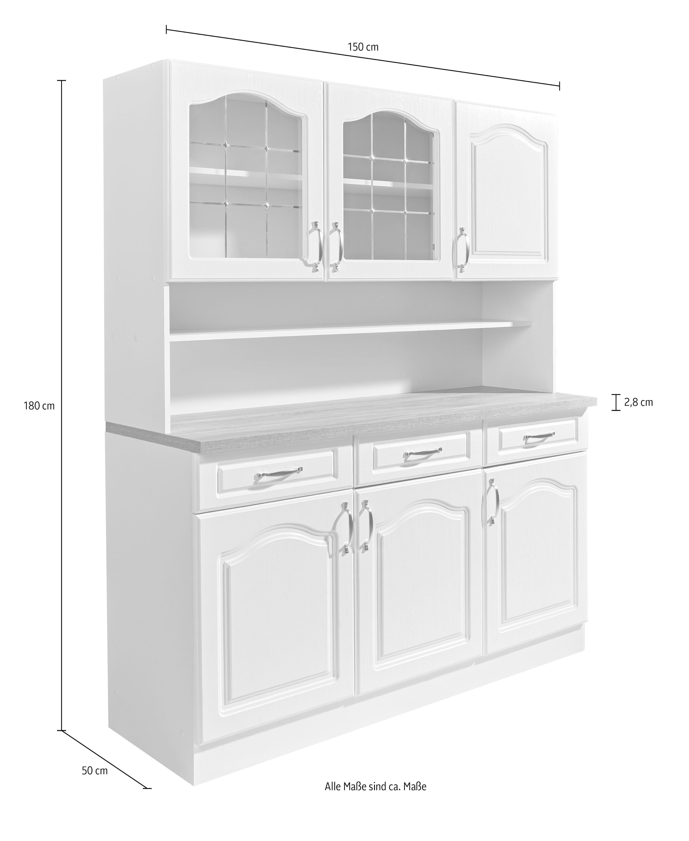 wiho Küchen Küchenbuffet »Linz« 150 cm breit, in Landhaus-Optik