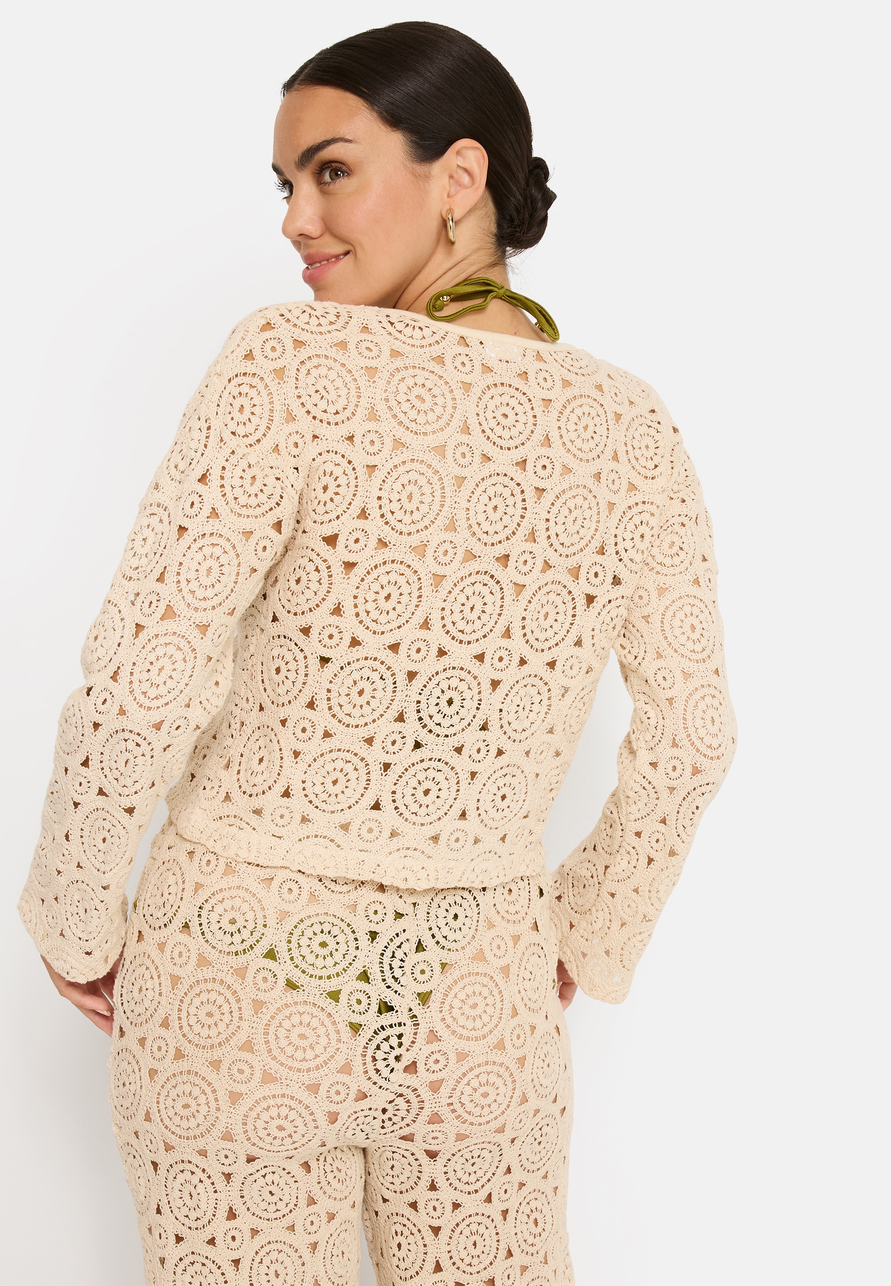 LSCN by LASCANA Veste en tricot en dentelle au crochet