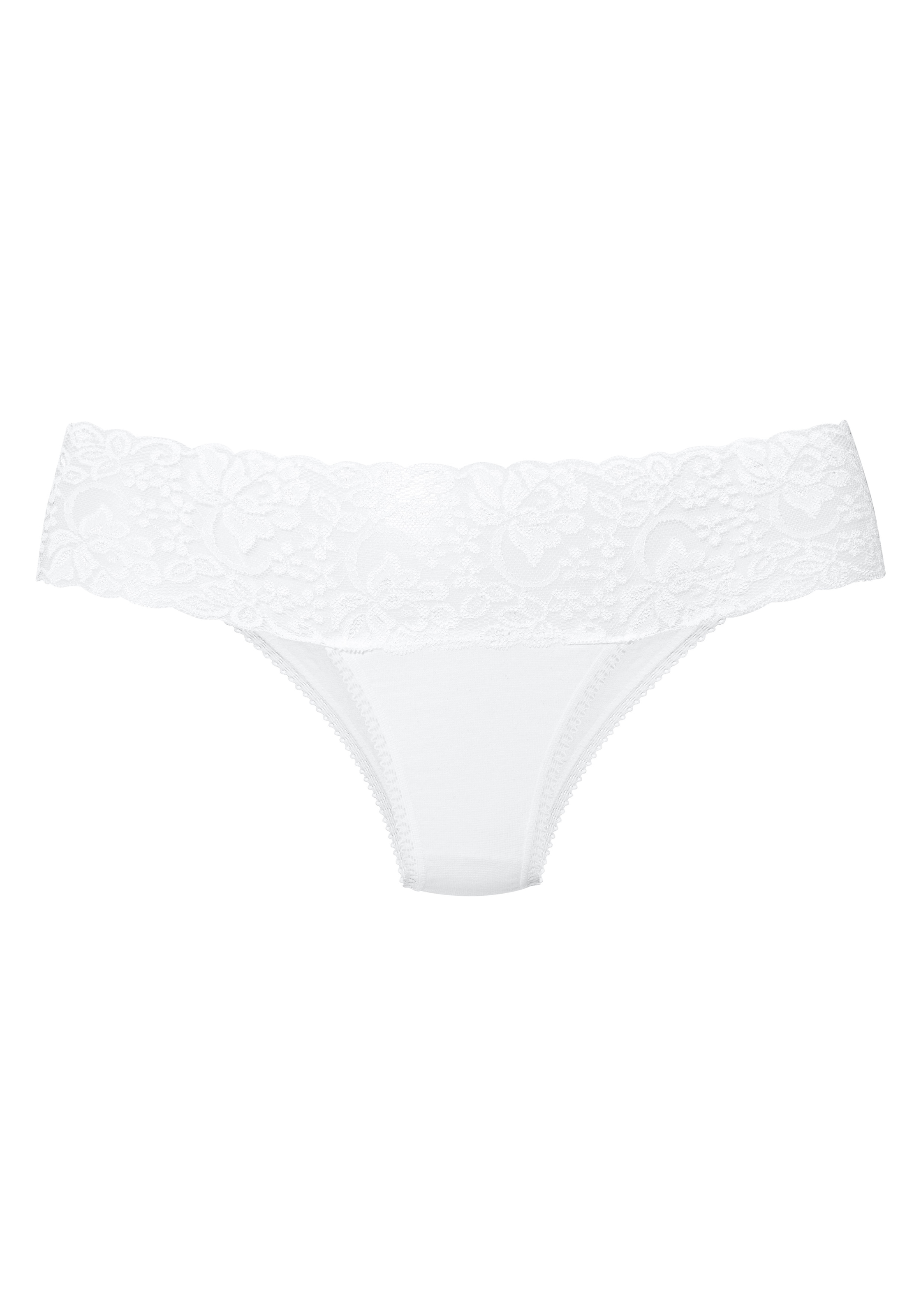 Vivance Slip brésilien pack de 3,  en coton élastique avec dentelle florale