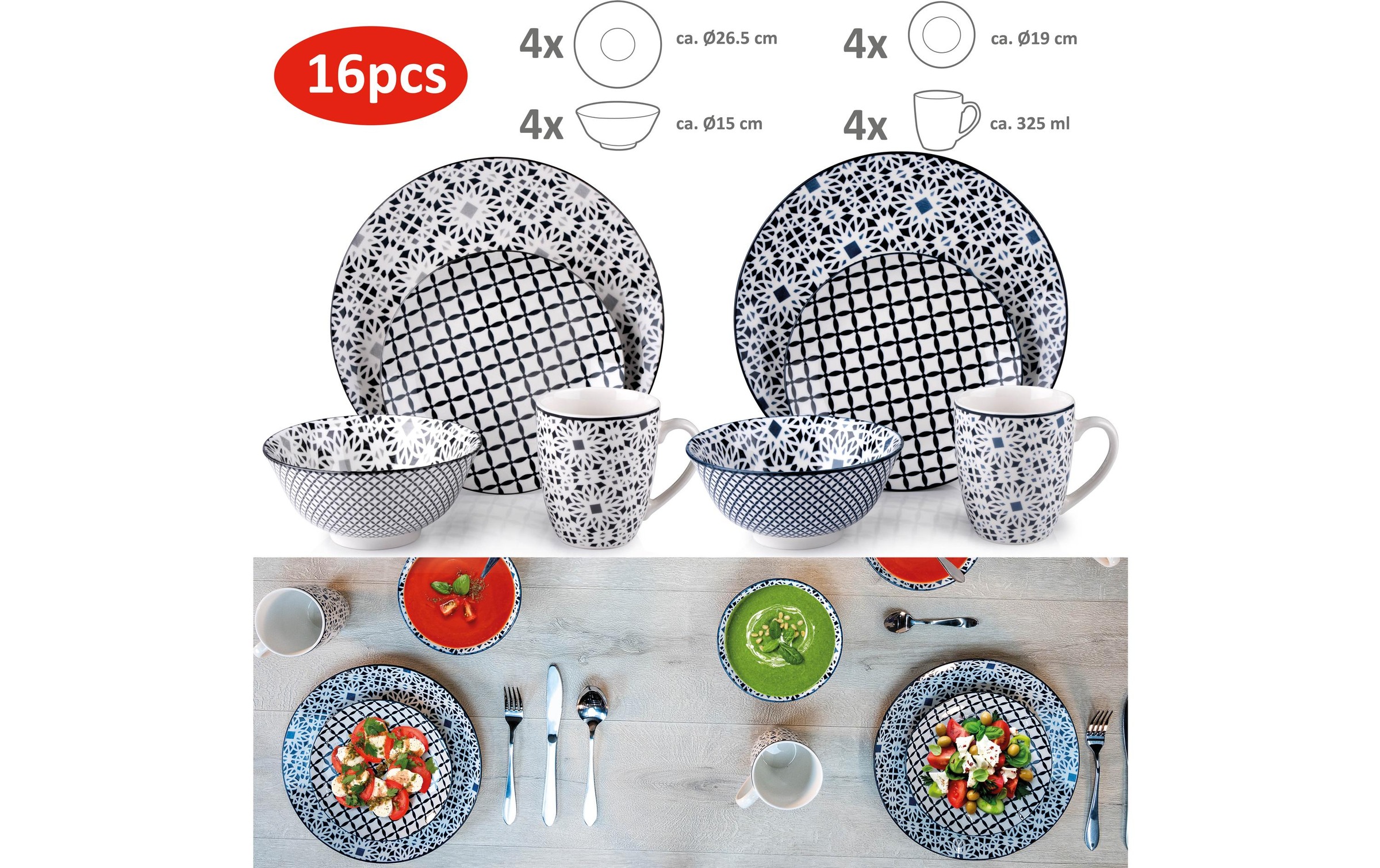   Set de vaisselle »alpina mit Muster 16-teilig«