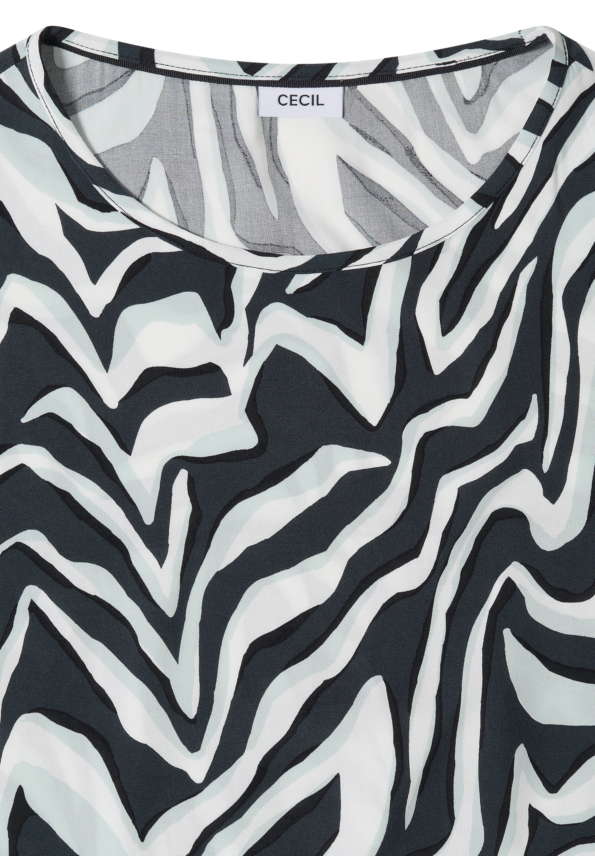 Cecil Chemisier à chemise Sommerbluse mit Rundhals und Print