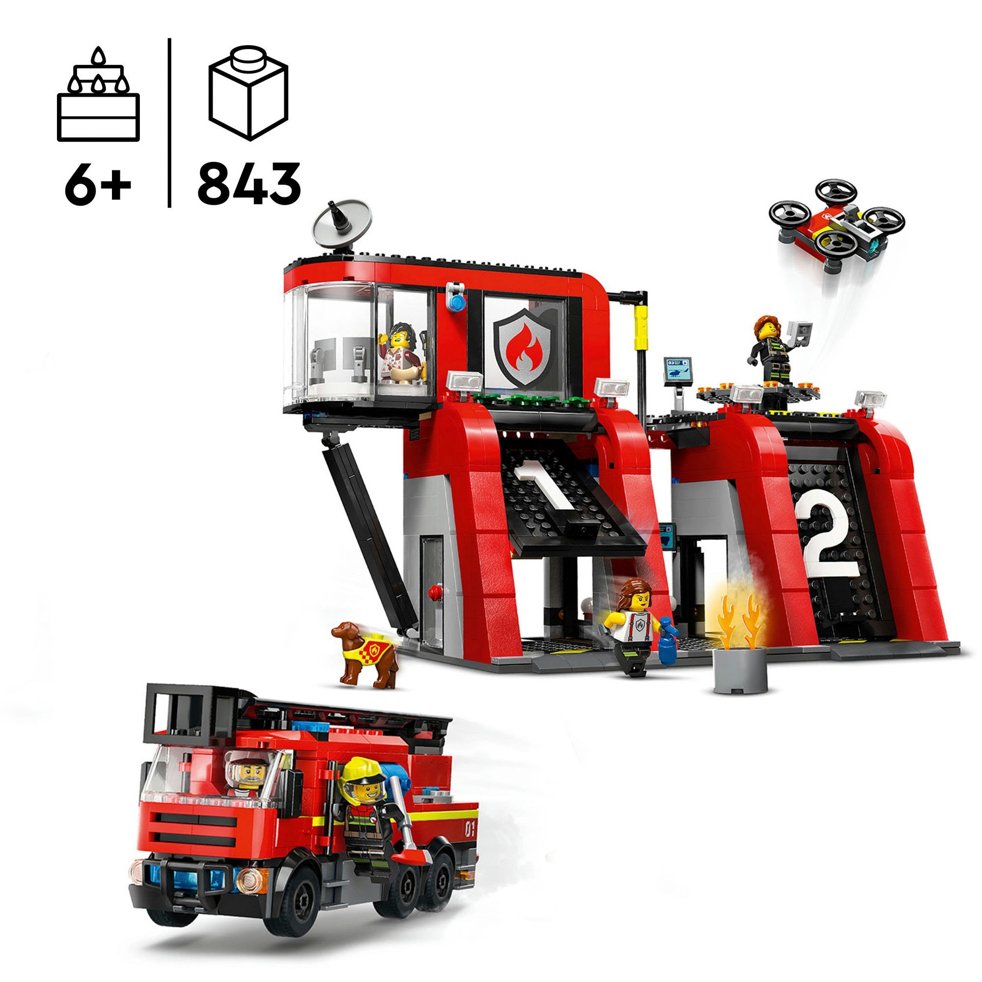 LEGO® Pions de construction »Feuerwehrstation mit Drehleiterfahrzeug (60414), LEGO City« Made in Europe