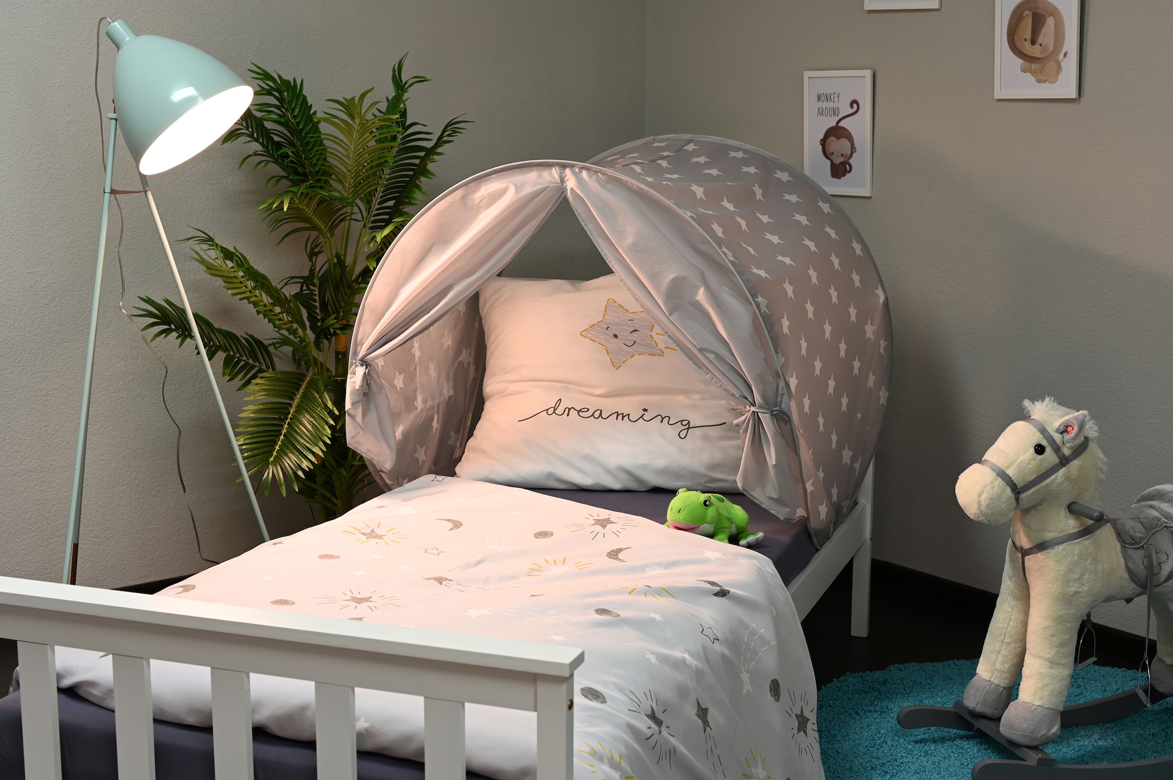 Knorrtoys® Tunnel de lit »Bettzelt, Grey White Stars«