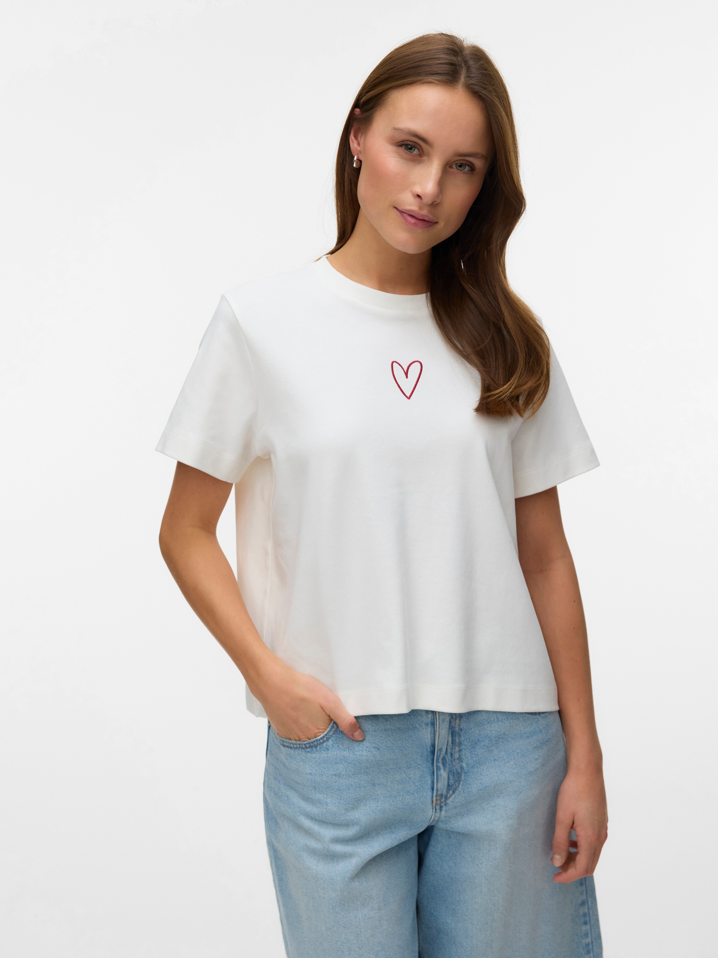 Vero Moda T-shirt à manches courtes »VMSARA METTE SS TOP BOX JRS GA NOOS« Baumwolle, regular fit