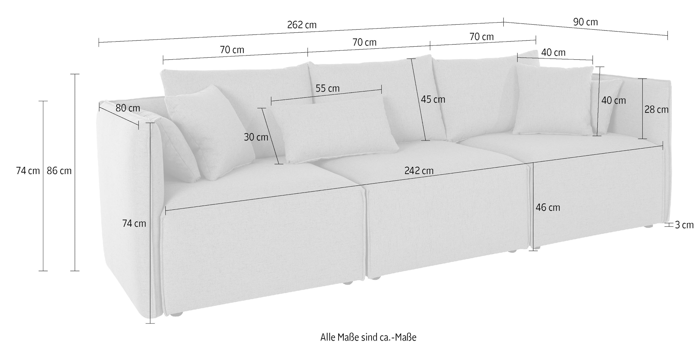 GOODproduct 3-places »Nöre« 3 Teile, in vielen Bezugsqualitäten und Farben s. auch "Nöre"