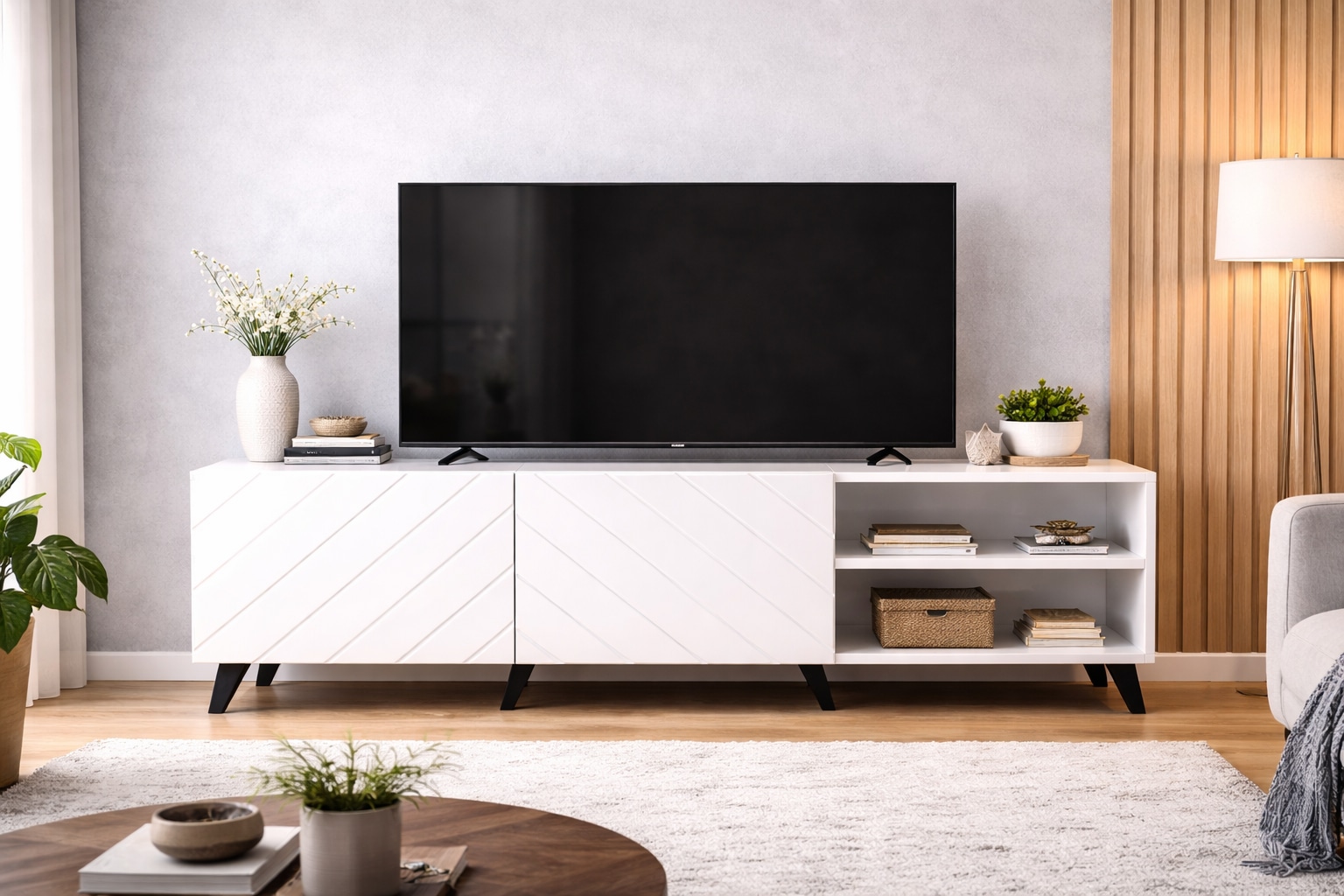 GOODproduct Lowboard »HOLLY 1.5, TV-Board, TV-Kommode, TV-Schrank, TV-Unterschrank, TV-Möbel« Modernes lackiertes Hochglanz TV-Board, grifflos, Breite 150 cm