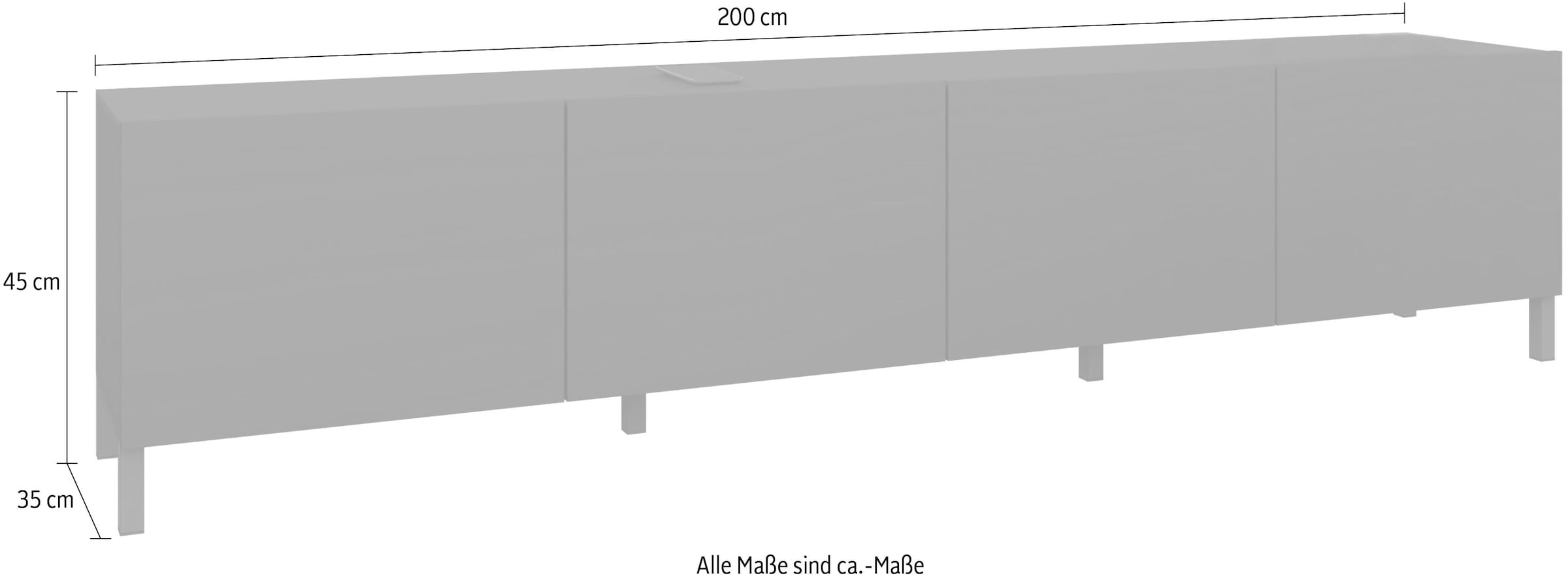 borchardt Möbel Lowboard Metallfüsse, grifflose Optik