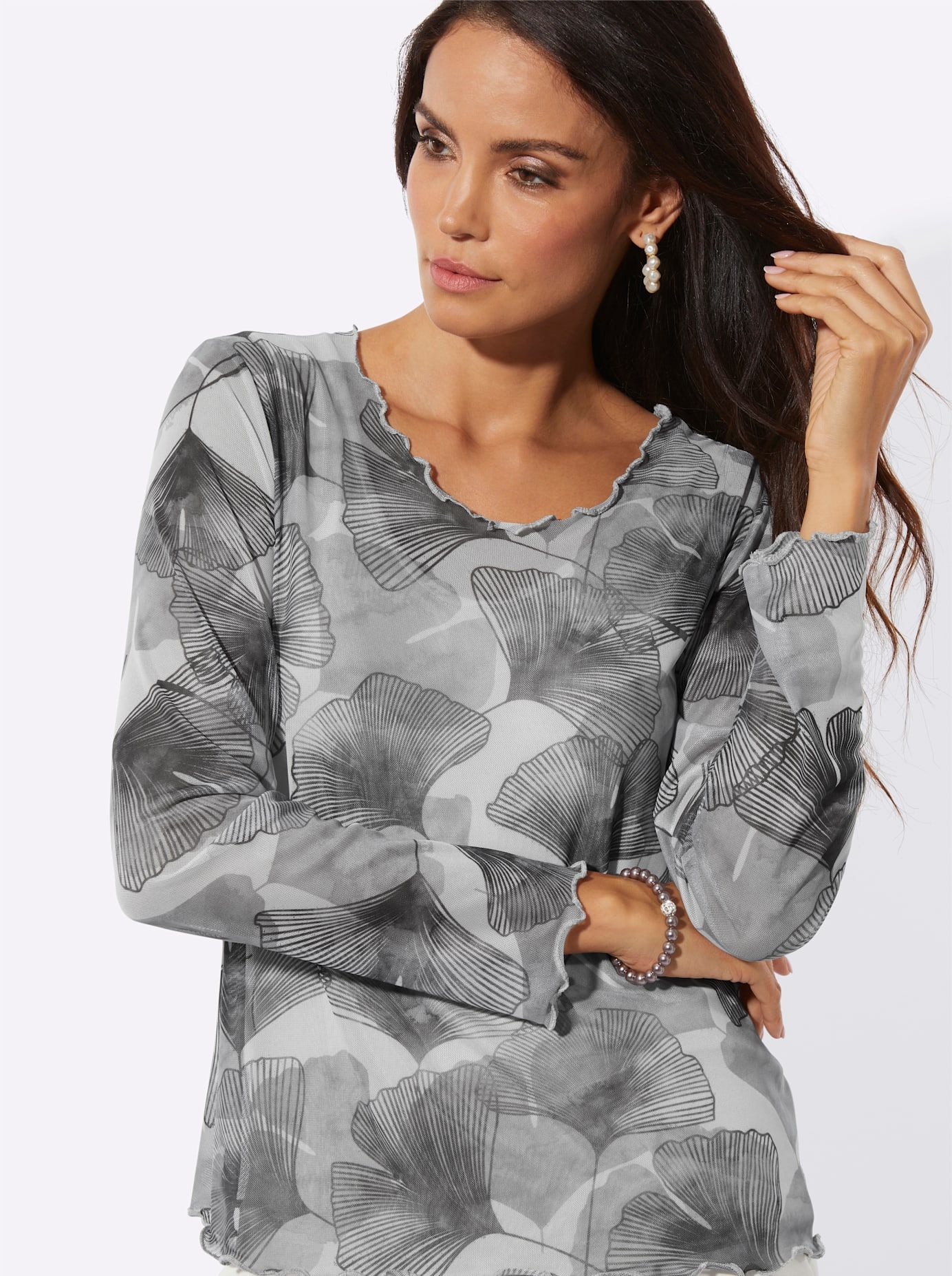 creation L T-shirt à manches longues »Mesh-Shirt« 1 pièces