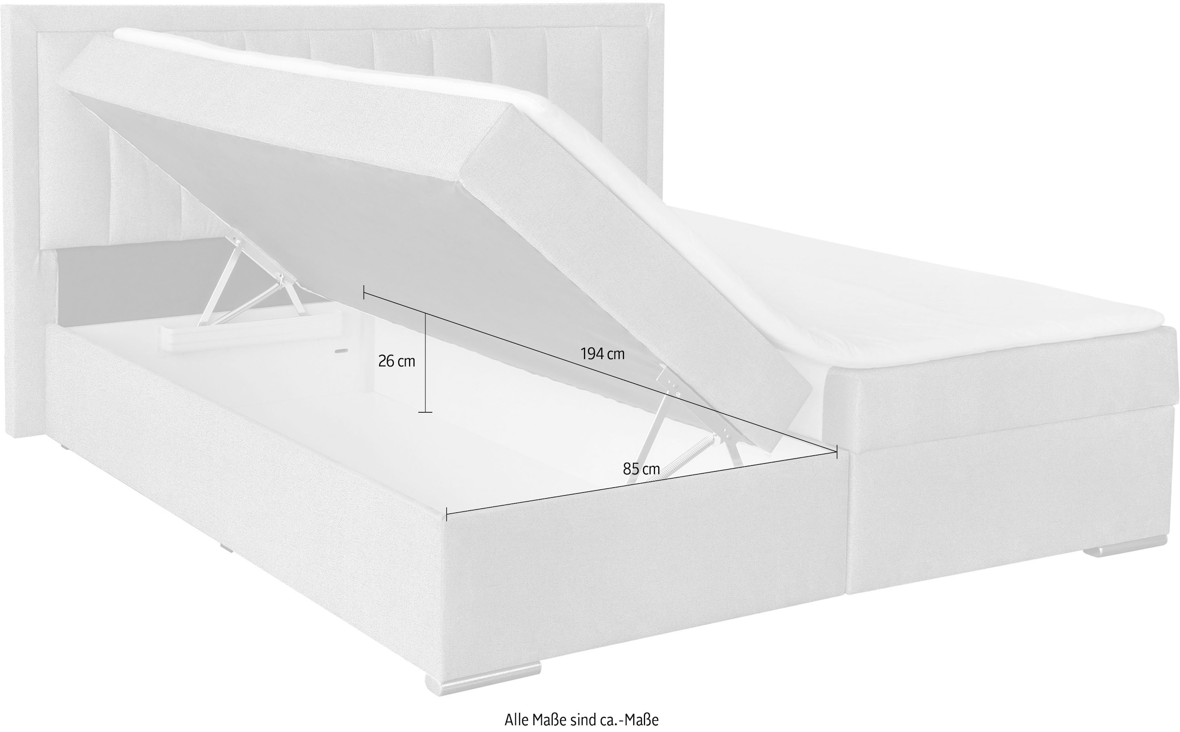 COLLECTION AB Boxbett »ATHENA inkl. Bettkasten, erhältlich in der Breite 180cm« erhältlich in verschiedenen Härtegraden, inkl. Topper