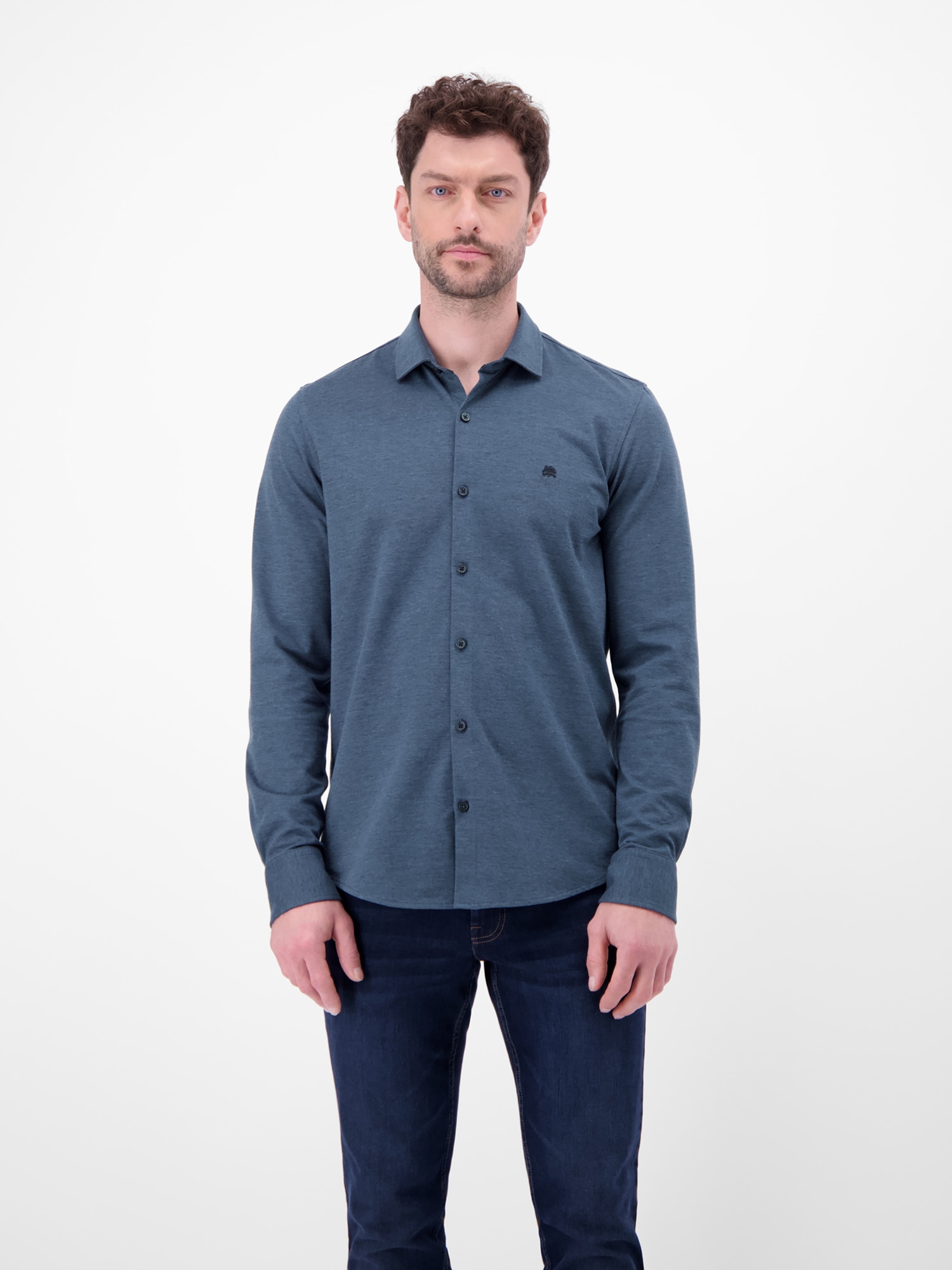 LERROS Chemise à manches longues »Jerseyhemd mit 2-Knopf-Manschette und Kentkragen«