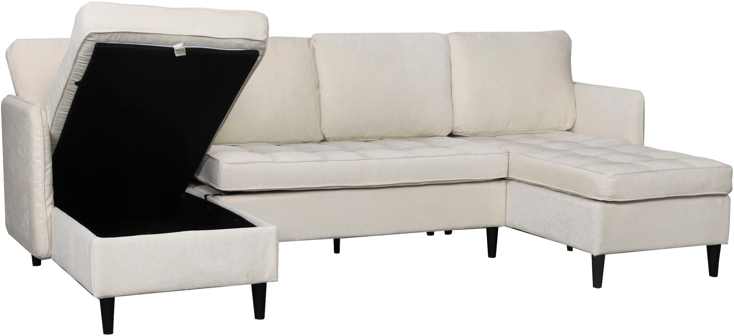 Dorel Home Paysage de salon »LINDHUS, U-Form, Breite 250 cm, verschiedene Stellvarianten, Modulsofa« Recamiere, Stauraum, Cord und Chenille-Bezug