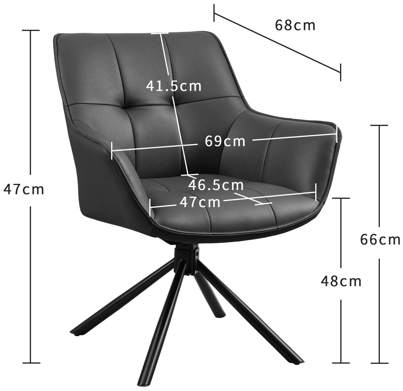 GOODproduct Drehstuhl »Lika« (Set) 2 Stk.echtes Leder, 360° Drehfunktion, Steppnähte, Metallgestell