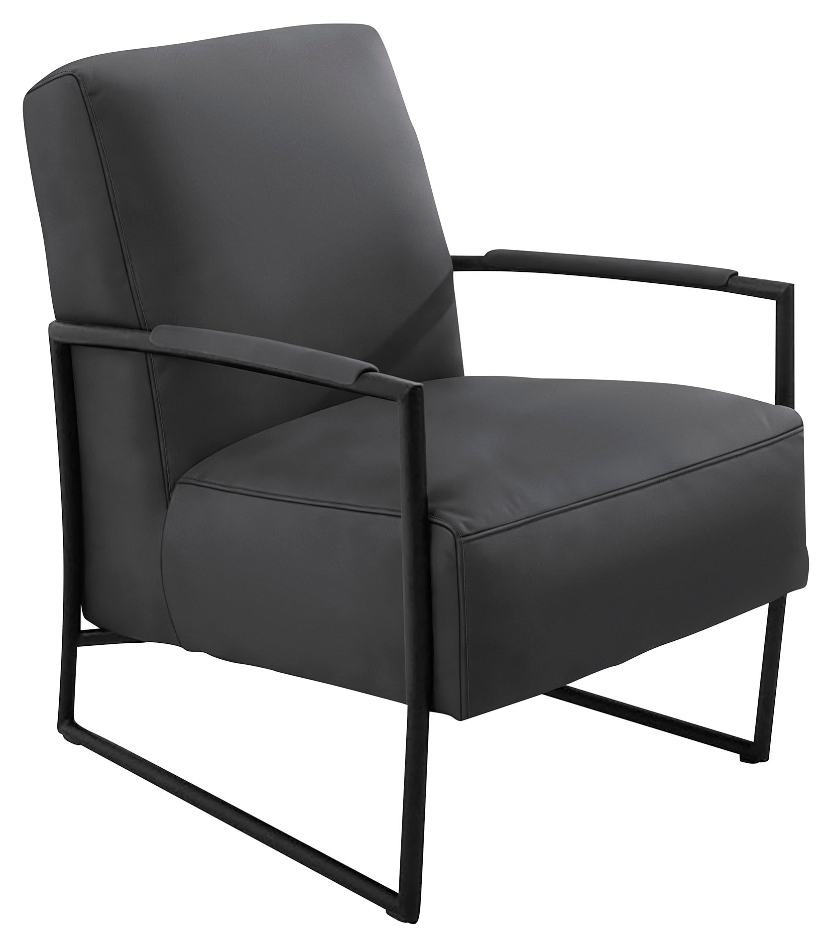 K+W Komfort & Wohnen Fauteuil de cocktail avec accoudoirs recouverts, structure en métal noir structuré