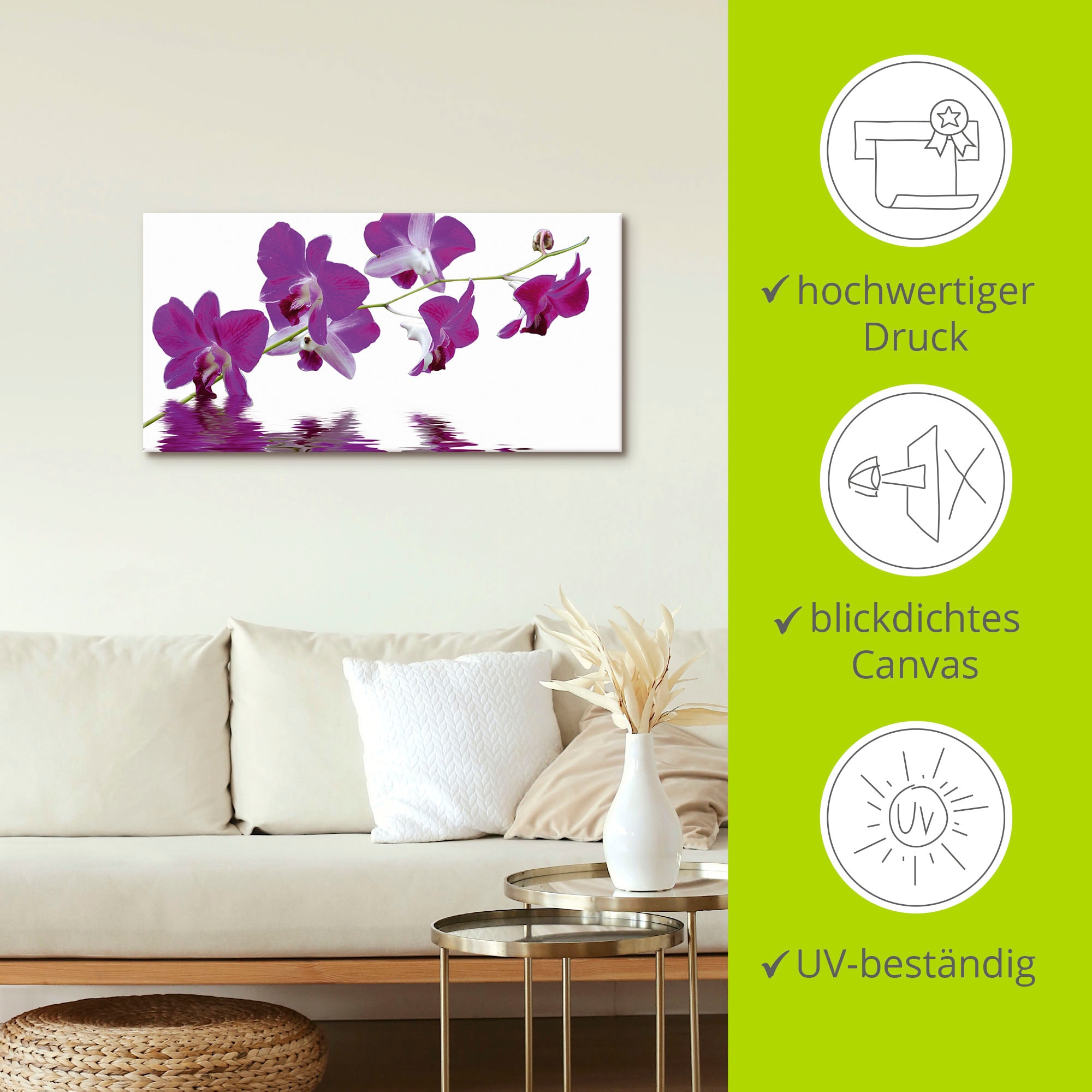 Artland Leinwandbild »Violette Orchideen« Blumen 1 Stk. tlg. auf Holzrahmen gespannt