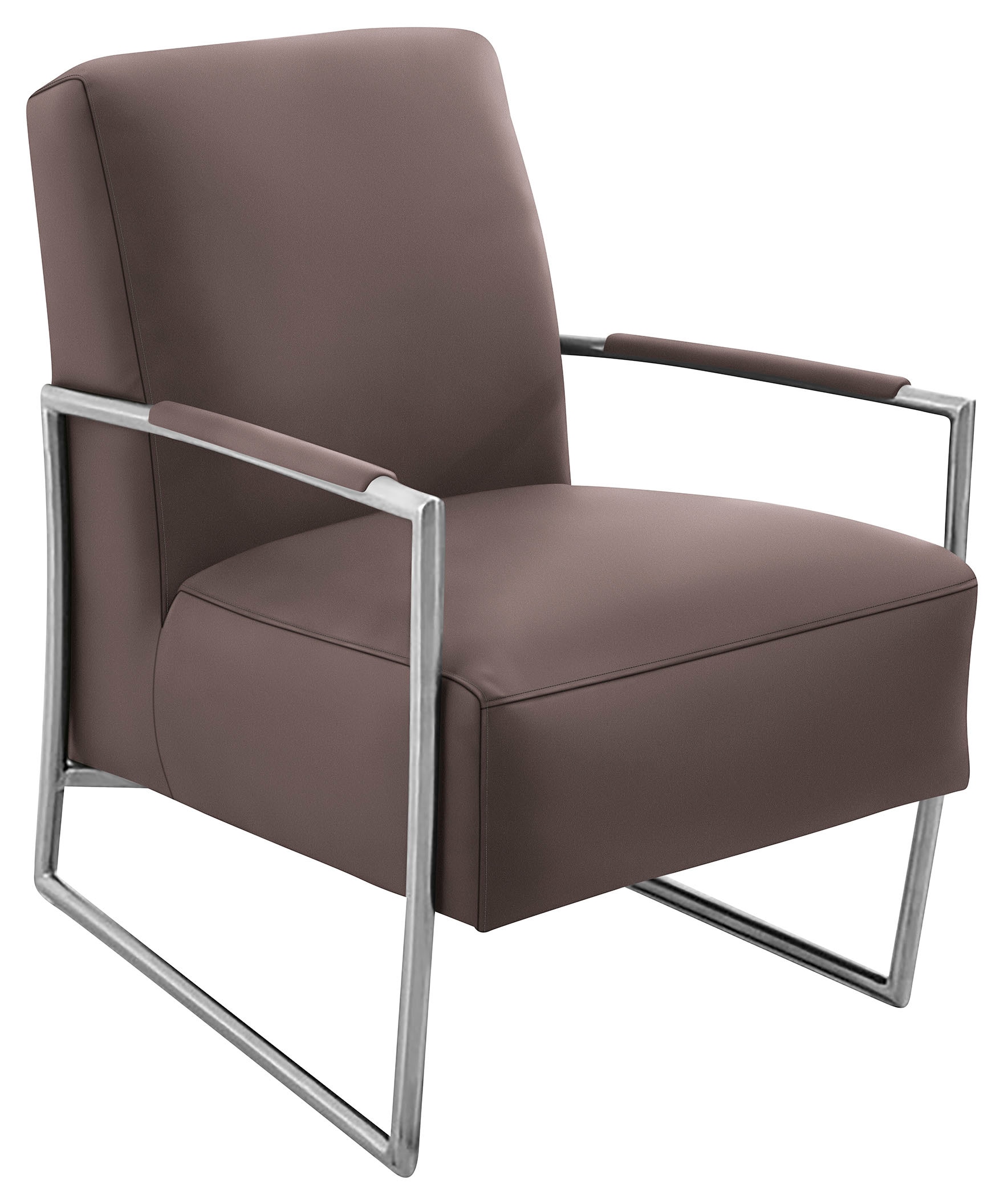 K+W Komfort & Wohnen Fauteuil de cocktail avec accoudoirs recouverts, structure métal aspect inox