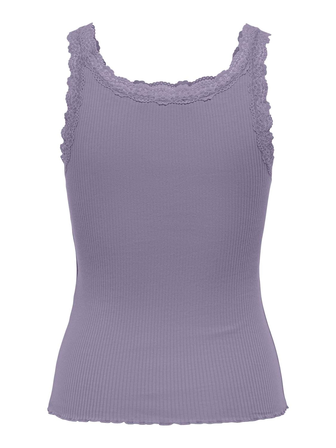 ONLY Débardeur »ONLSARA – Tanktop mit Spitzendetail am Ausschnitt« mélange coton, coupe régulière