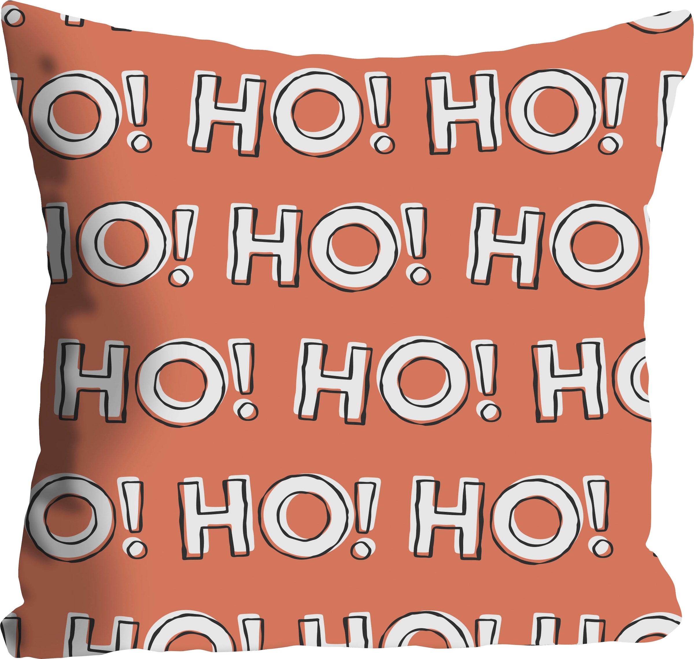 queence Coussin décoratif »HO! HO! HO!« Kissenhülle,Ho Ho Ho,Weihnachten,Festlich,Rot,Weiss,Spruch