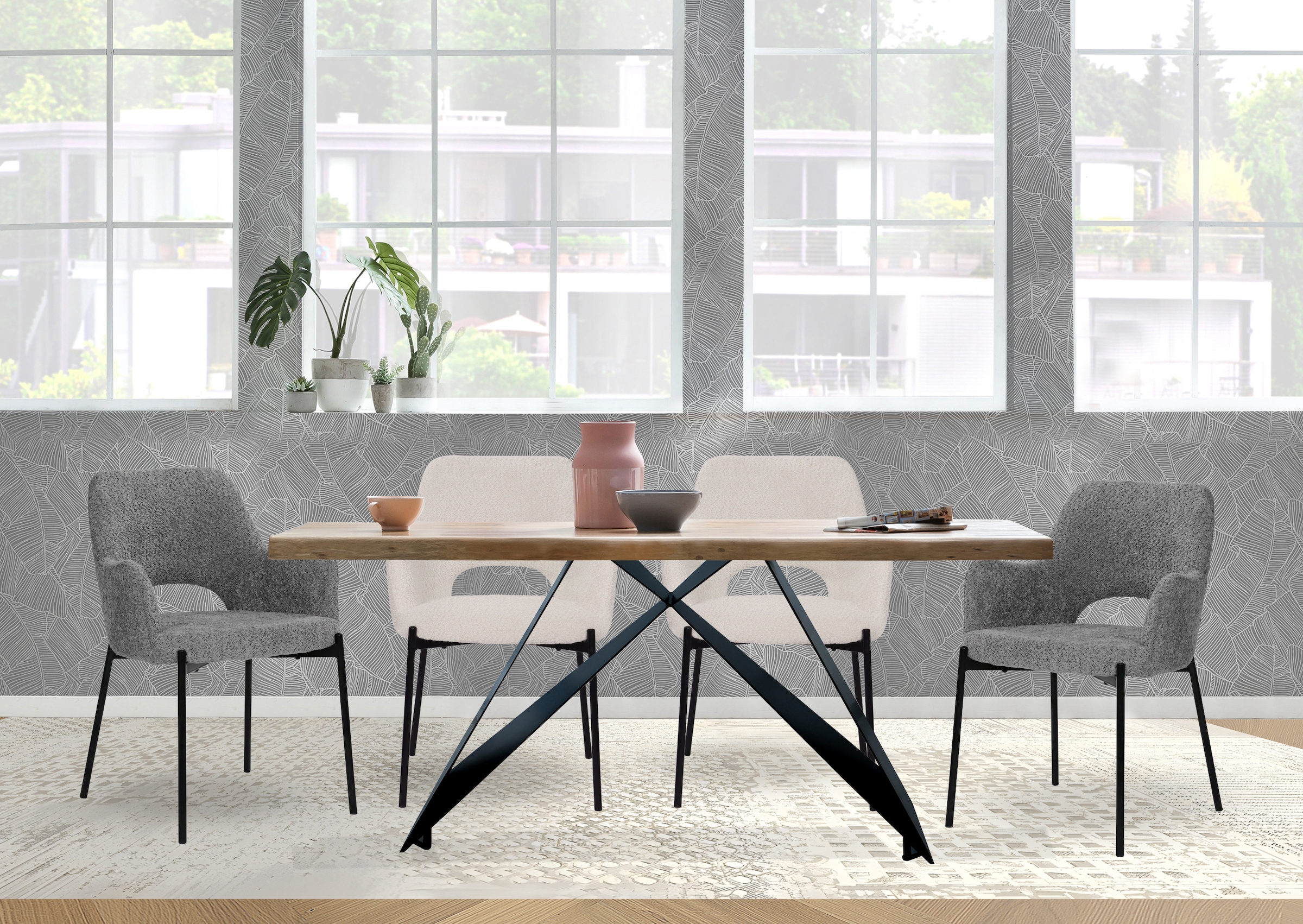 SIT Pied de table »Kotor aus Metall in Schwarz für Platten von 160–240 cm« 1 cuis tlg. Support de plateau de table minimaliste au design Cross-Base