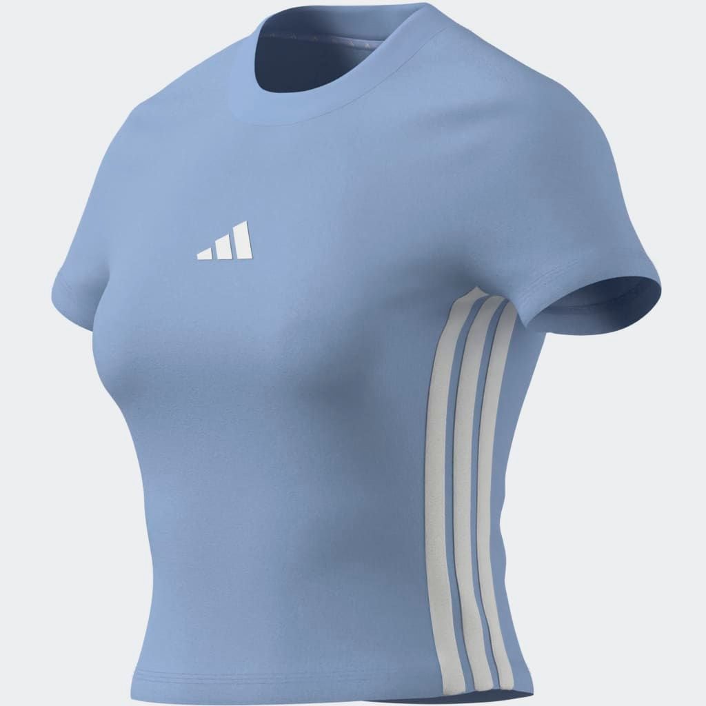 adidas Sportswear T-shirt »ESSENTIALS 3-STREIFEN SLIM BABY« schmale Passform, Rundhalsausschnitt, mit Elasthan-Anteil