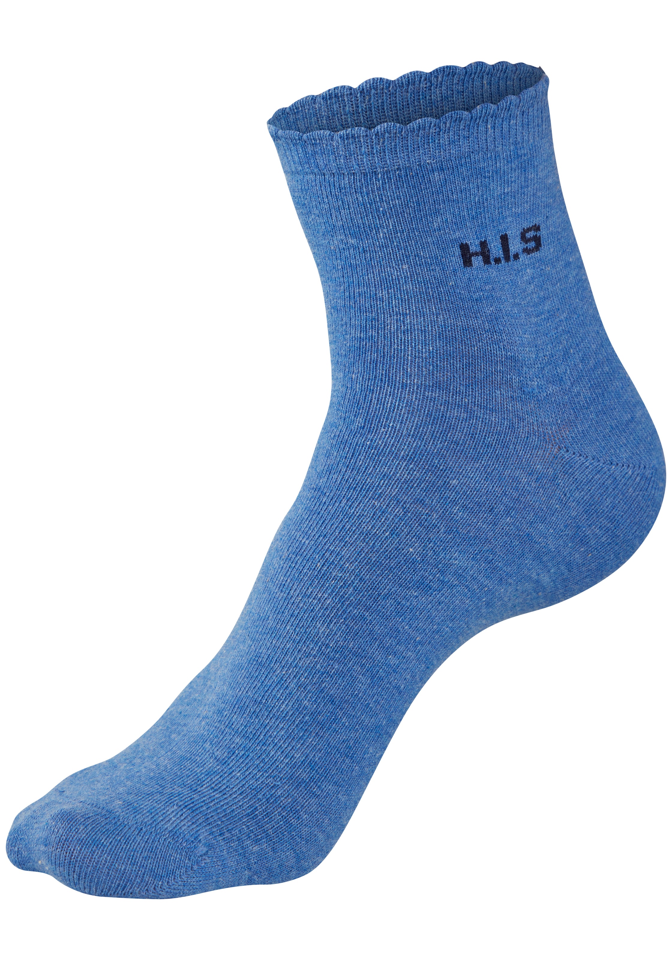 H.I.S Chaussettes courtes »Damen uni und meliert für die ganze Woche« Paquet, 7 Couple tlg. avec un bord-côte ondulé