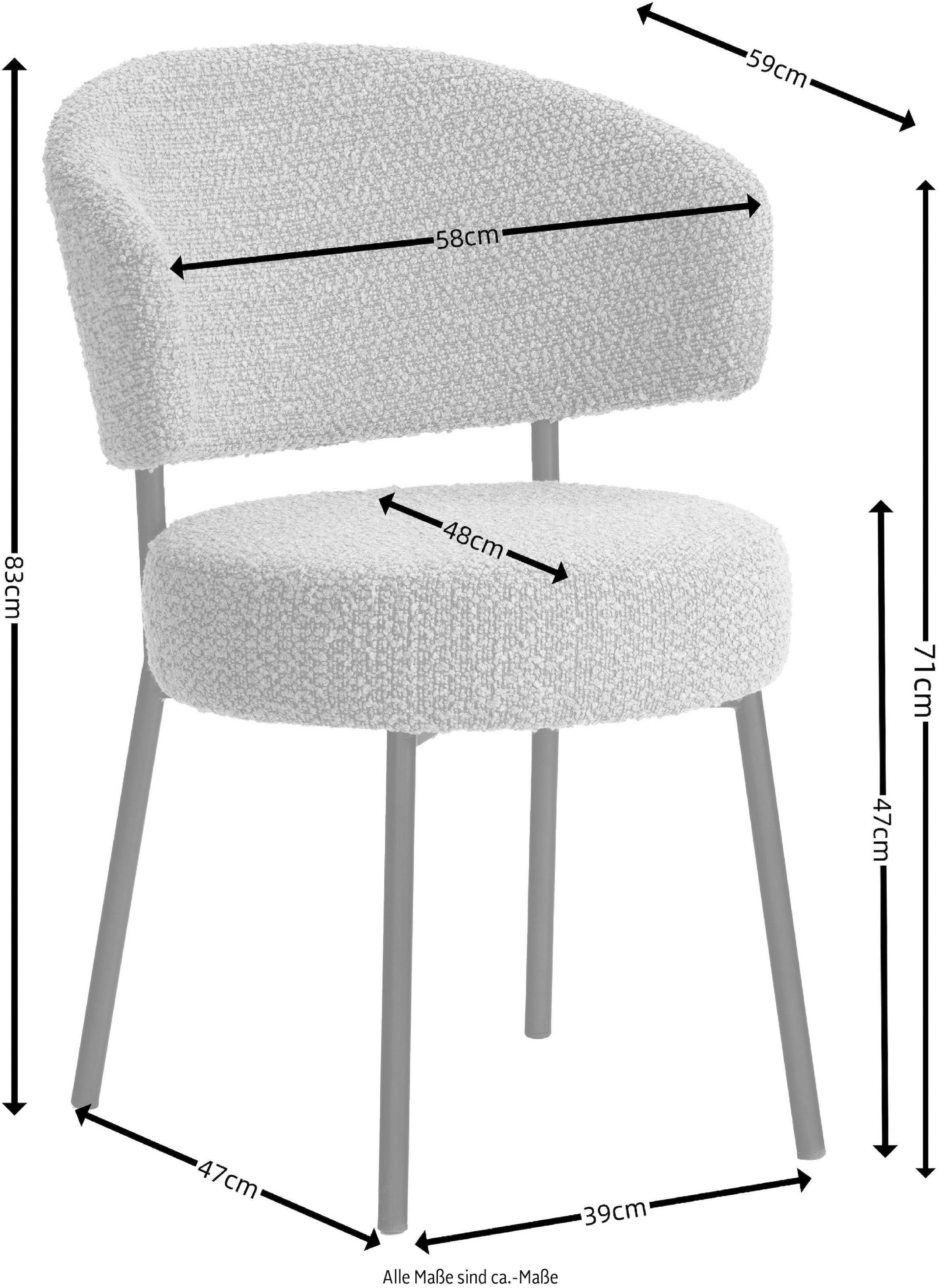 LeGer Home by Lena Gercke Esszimmerstuhl »Sölve« (Set) 2 Stk.Boucle Bezugsstoff, Metallgestell, Sitztiefe 48 cm