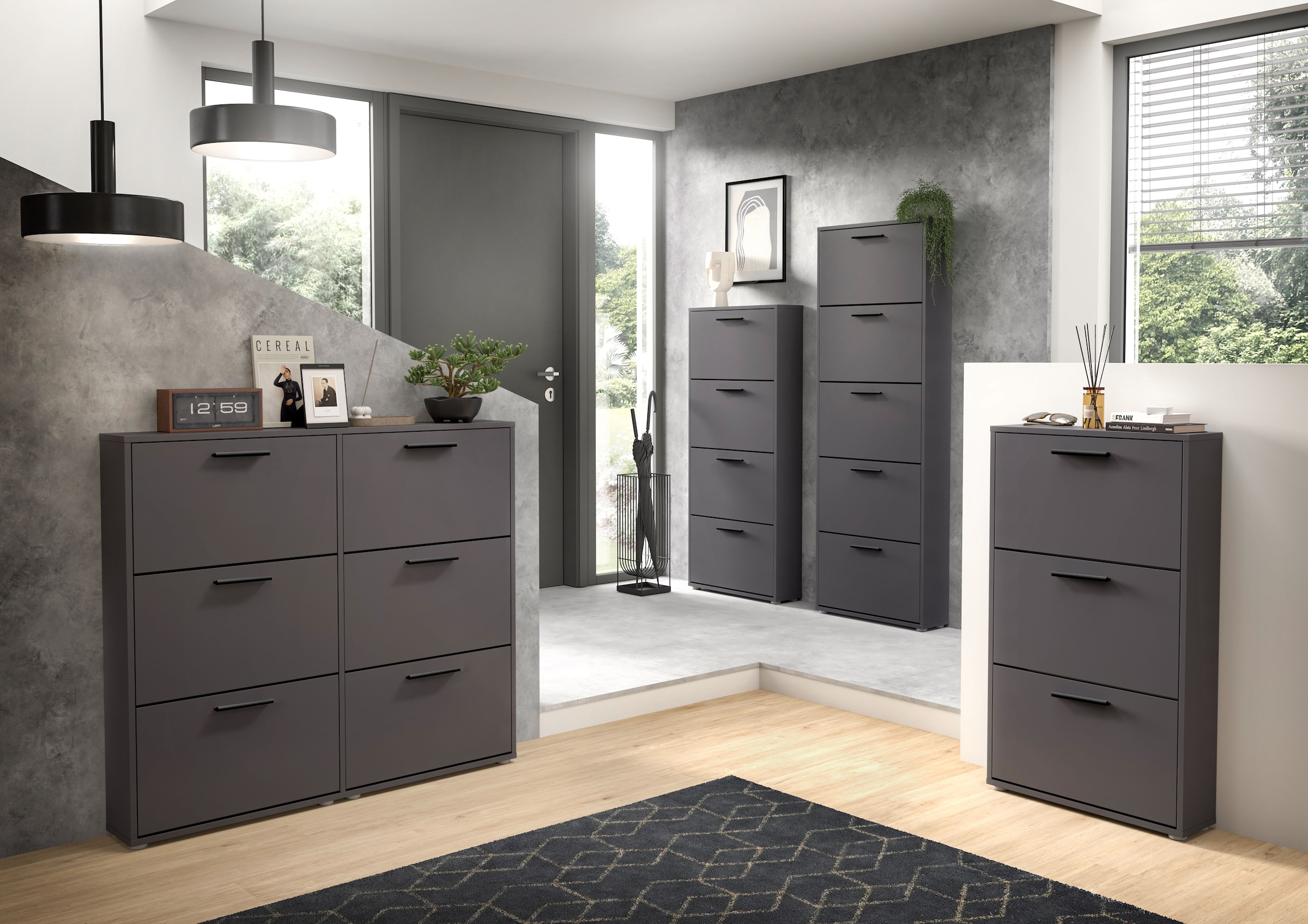 HBZ Schuhkipper »Sam Schuhkipper, Schuhschrank BxHxT 59x103x17 cm« 1 Stk. tlg. Schuhkipper, Schuhschrank mit 3 Klappen, BxHxT 59x103x17cm