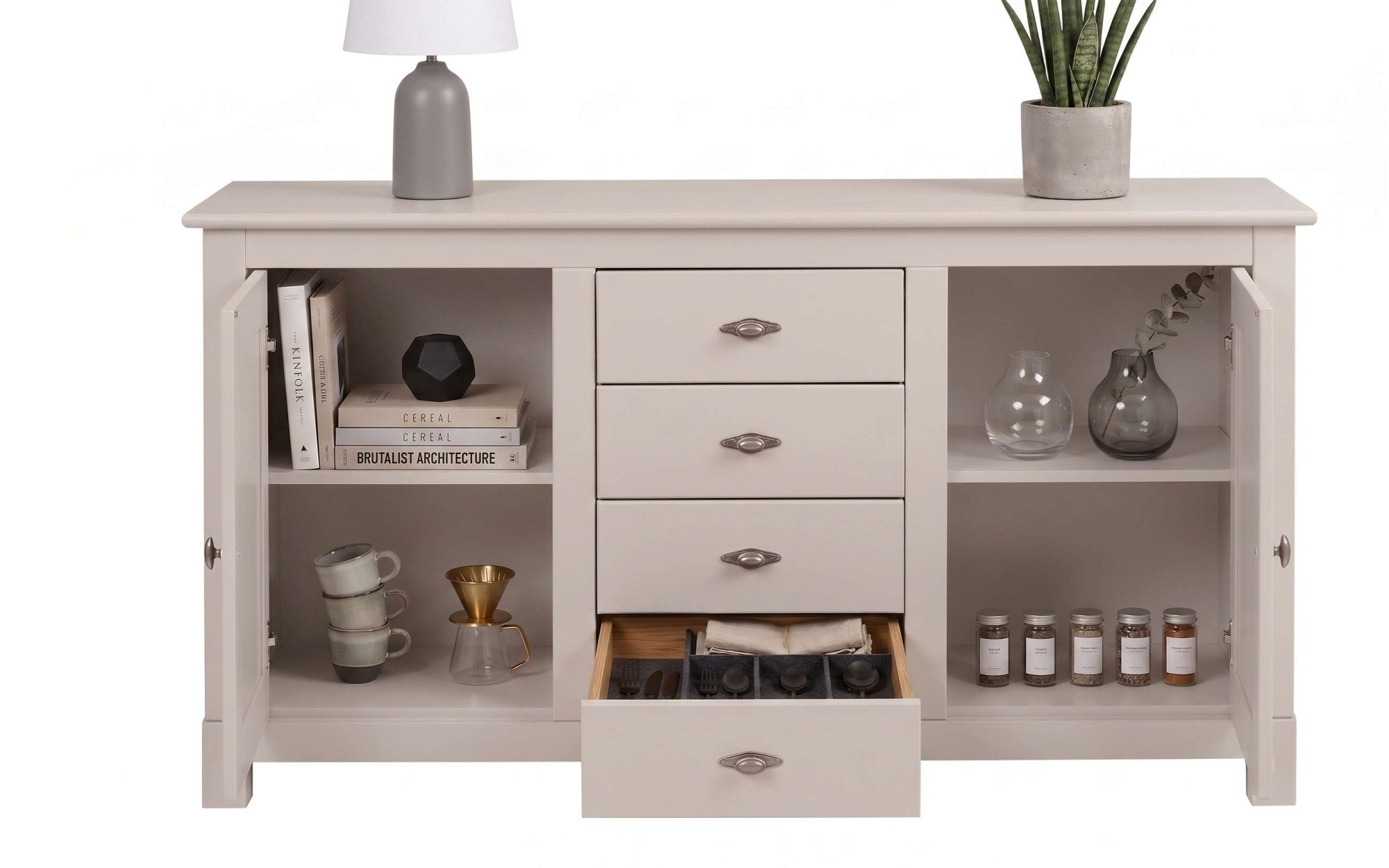 GOODproduct Sideboard »Rauna, Kommode, Landhausstil« B/T/H: 150/37/84 cm,  Kommode, FSC®-zertifiziertes Massivholz, Breite 150 cm