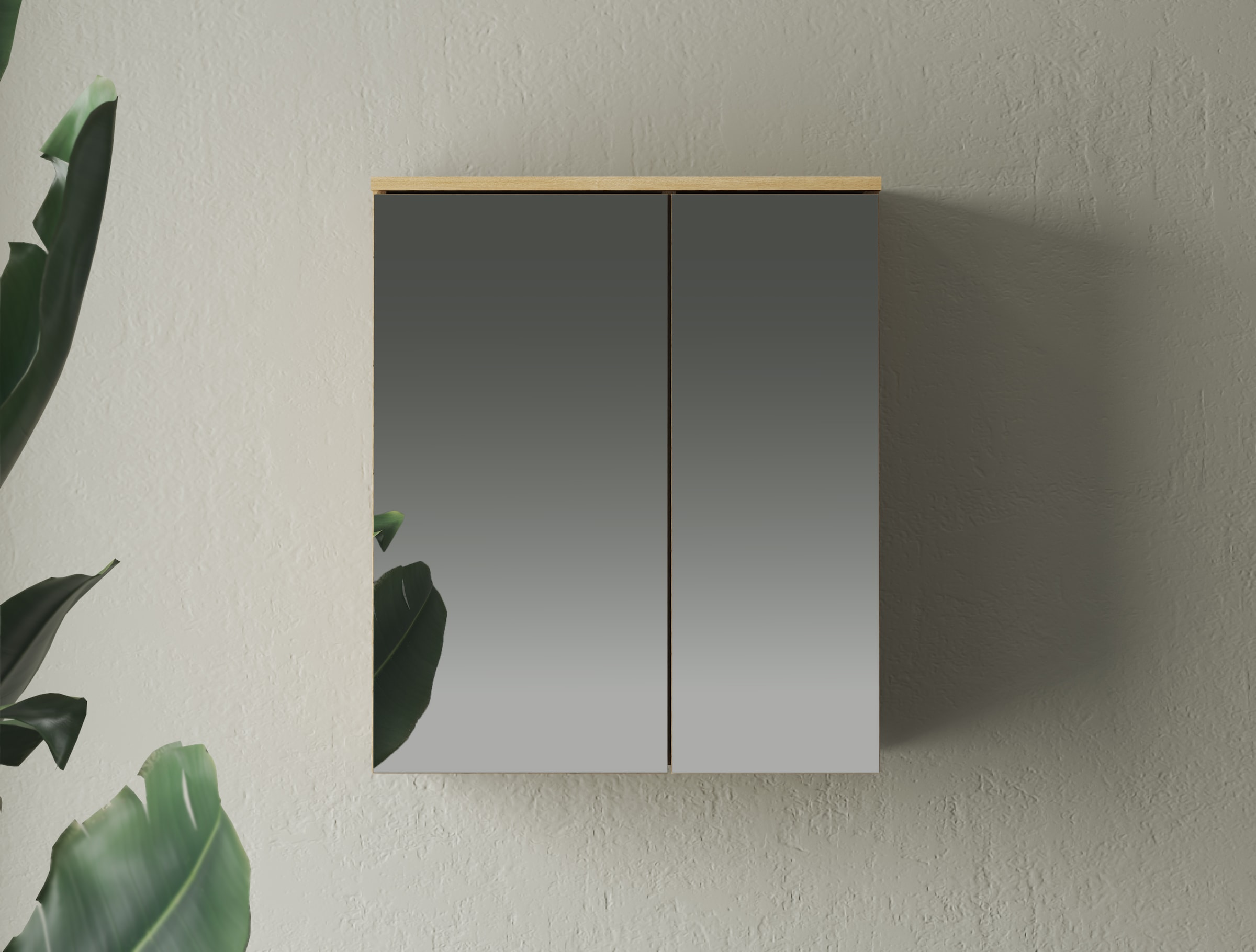 INOSIGN Miroir de salle de bain »Oslo, Spiegelschrank in Eiche Evoke, Spiegel im skandinavischen Design« Aufbewahrungsschrank mit 2 Spiegeltüren, wahlweise mit LED