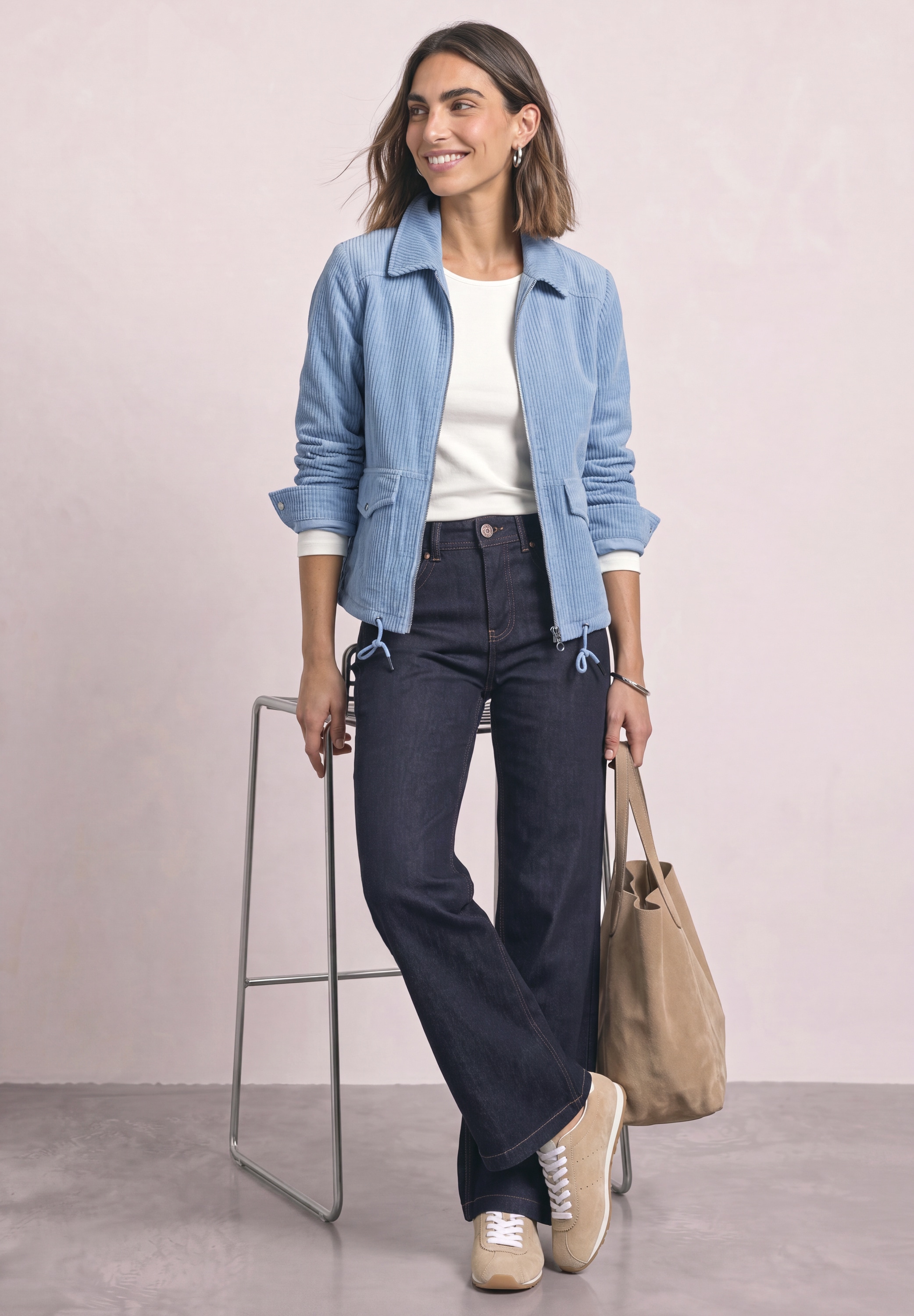 STREET ONE Cordjacke Tunnelzug am Saum
