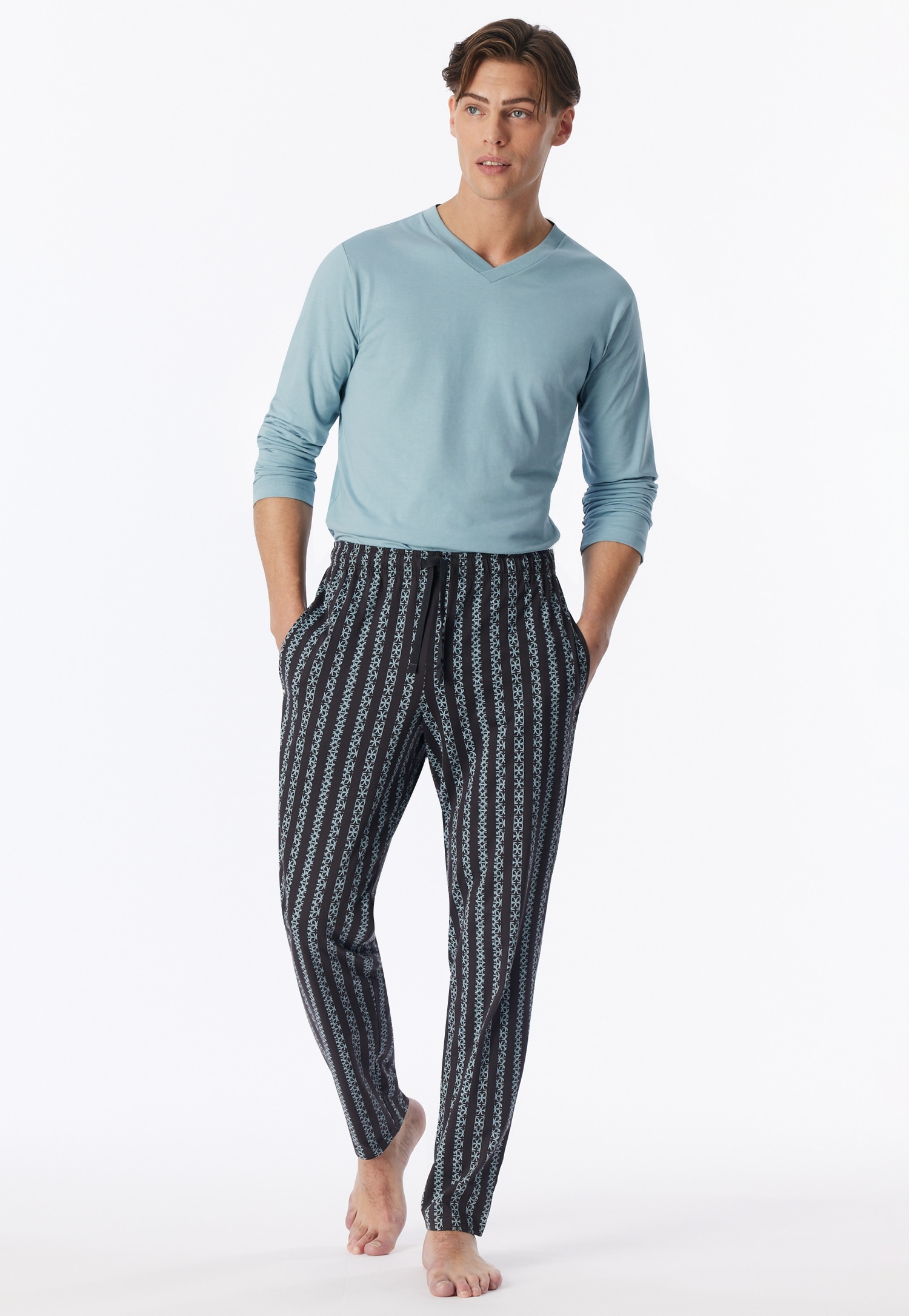 Schiesser Pyjamahose »Mix + Relax«  gestreift, seitliche Taschen, Bindekordel