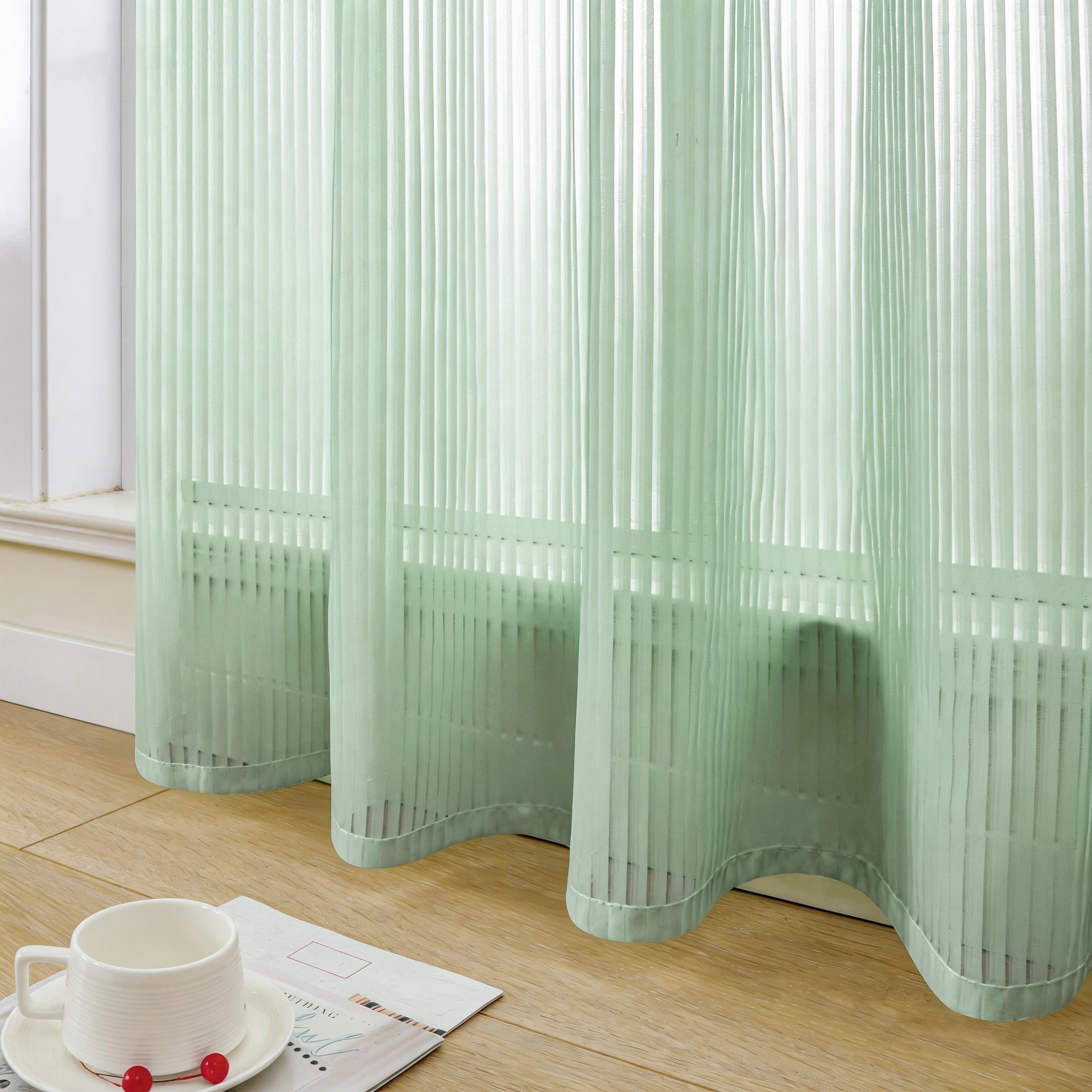 GOODproduct Gardine »Fritty« Multifunktionsband 2 Stk. tlg. Multifunktionsband, transparent, moderne Längststreifen, Ausbrenner