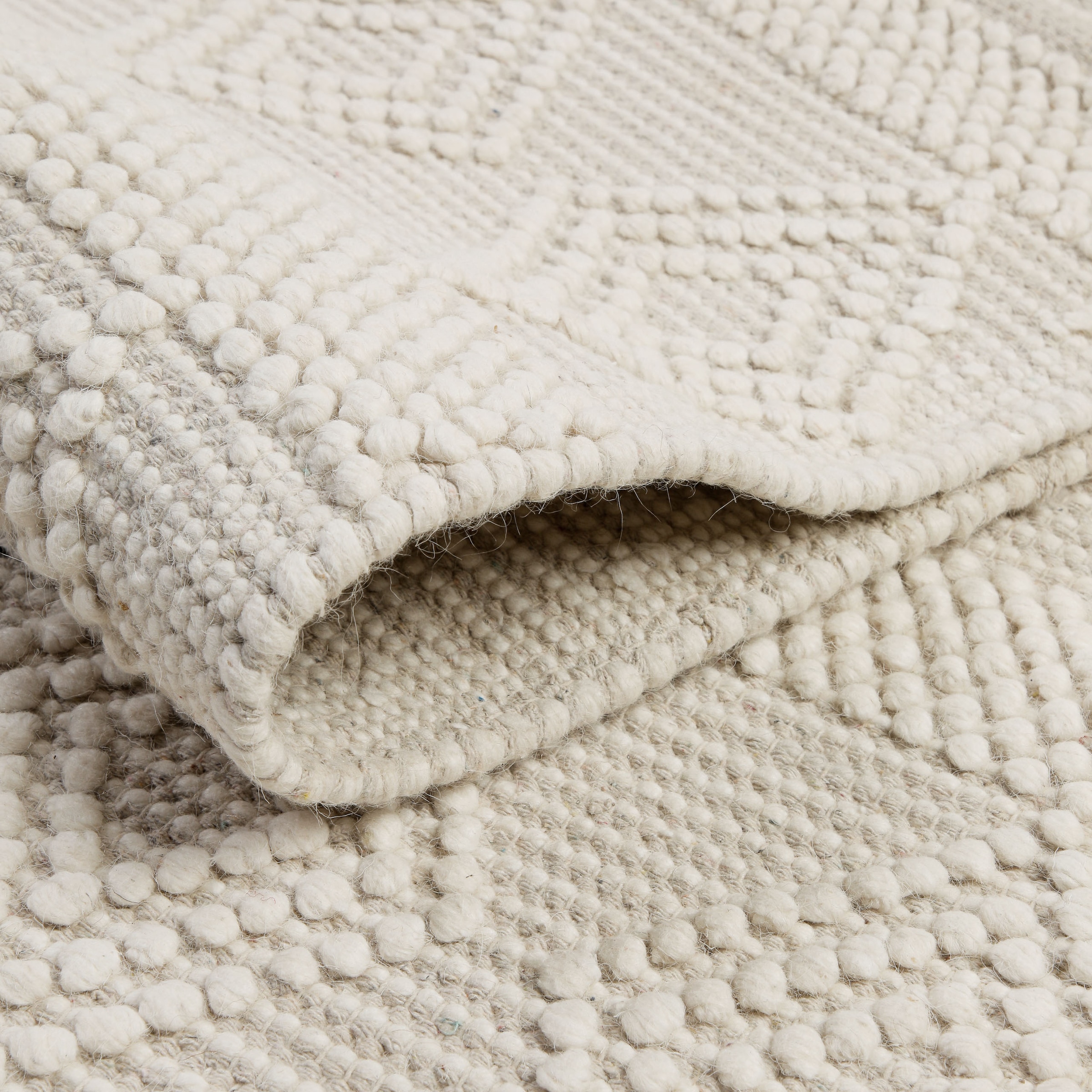 GOODproduct Teppich »Grunno« rechteckig 8 mm Höhe 70% Wolle, handgewebt, Raute, Hoch-Tief, Wohnzimmer, Naturfaser