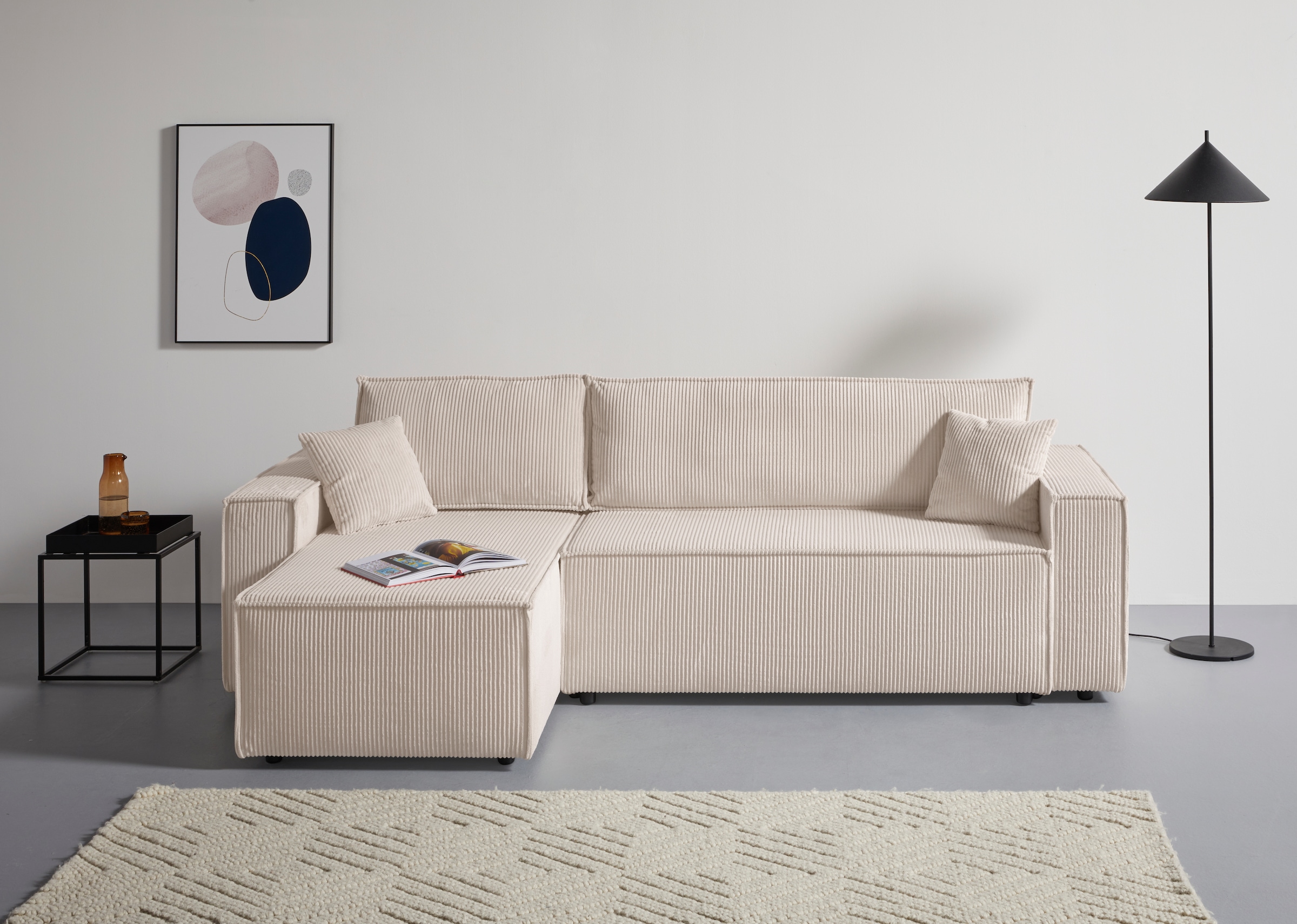 GOODproduct Ecksofa »CASSI L-Form, 241cm - OTTO. Verlässliche Qualität.« Schlaffunktion (133/200), Boxspring, Bettkasten, Cord, Unser Tiefpreis