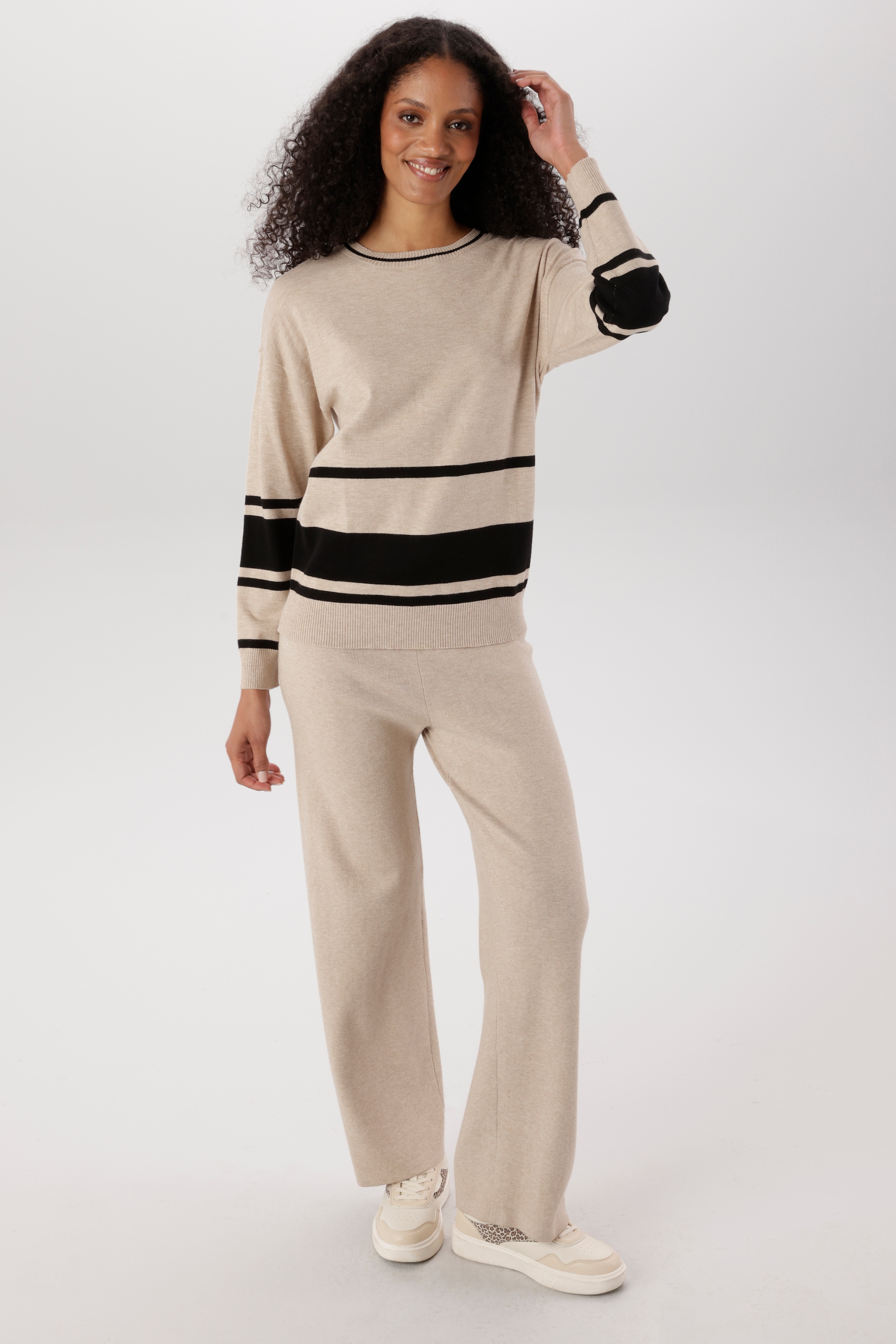 Aniston SELECTED Strickpullover Kombination aus breiter und schmaler Ringelmusterung - NEUE KOLLEKTION