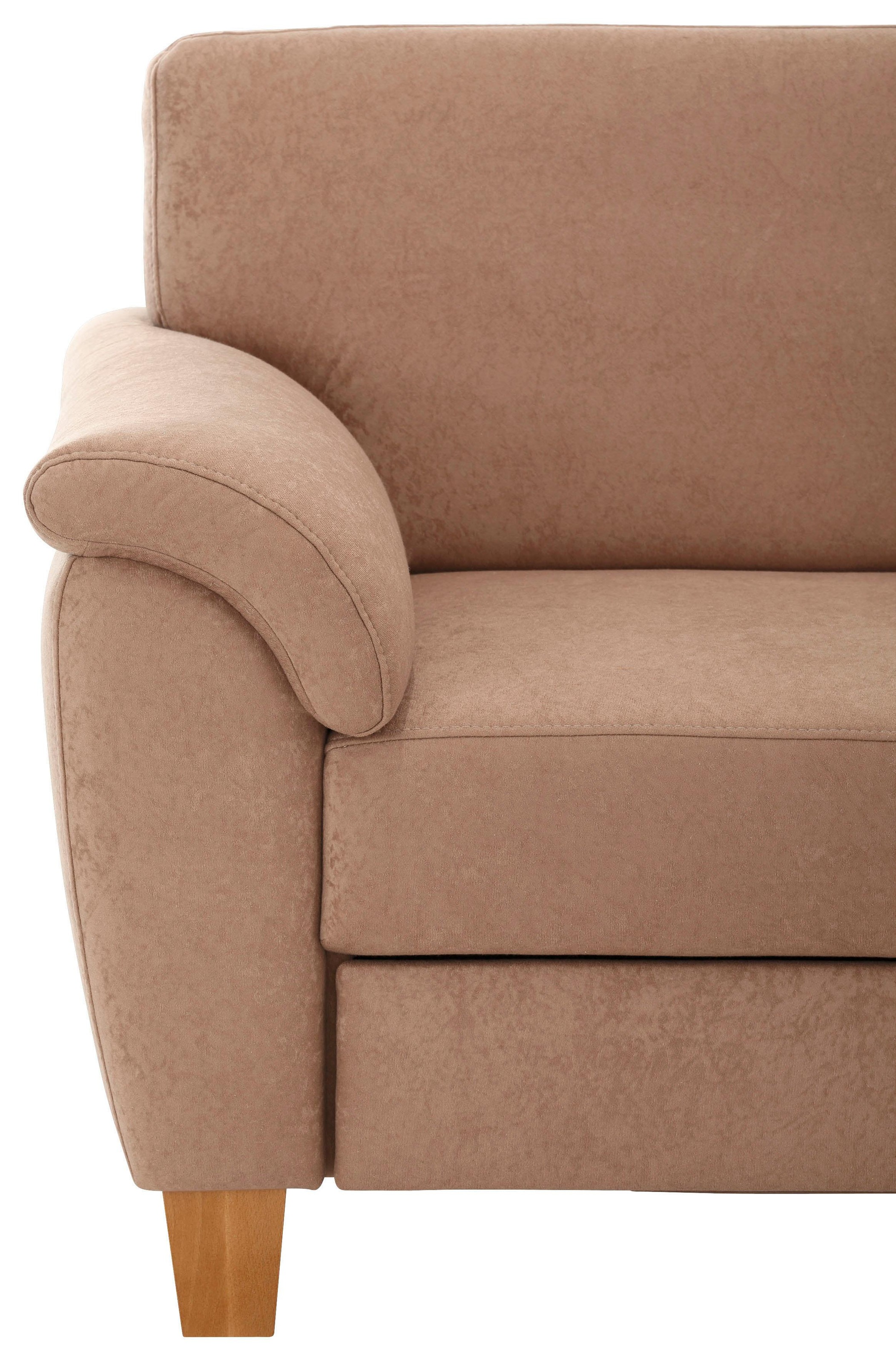 Home affaire Ecksofa »Alta L-Form« mit Federkern und Kontrastnaht, Füsse Buche eichefarben