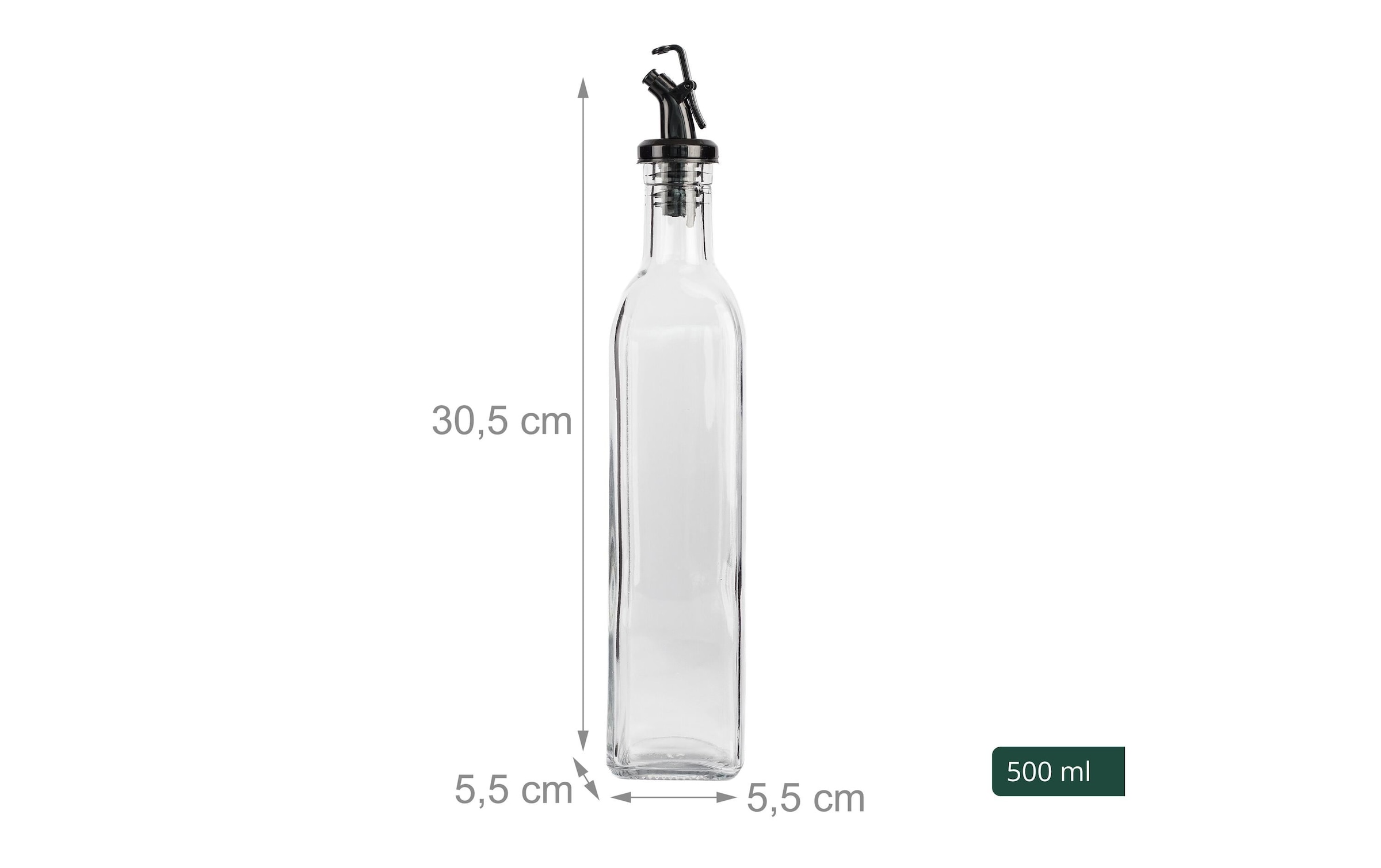 relaxdays Set de menus »Ölflaschen Set 4-teilig Glas Bambus 500 ml«