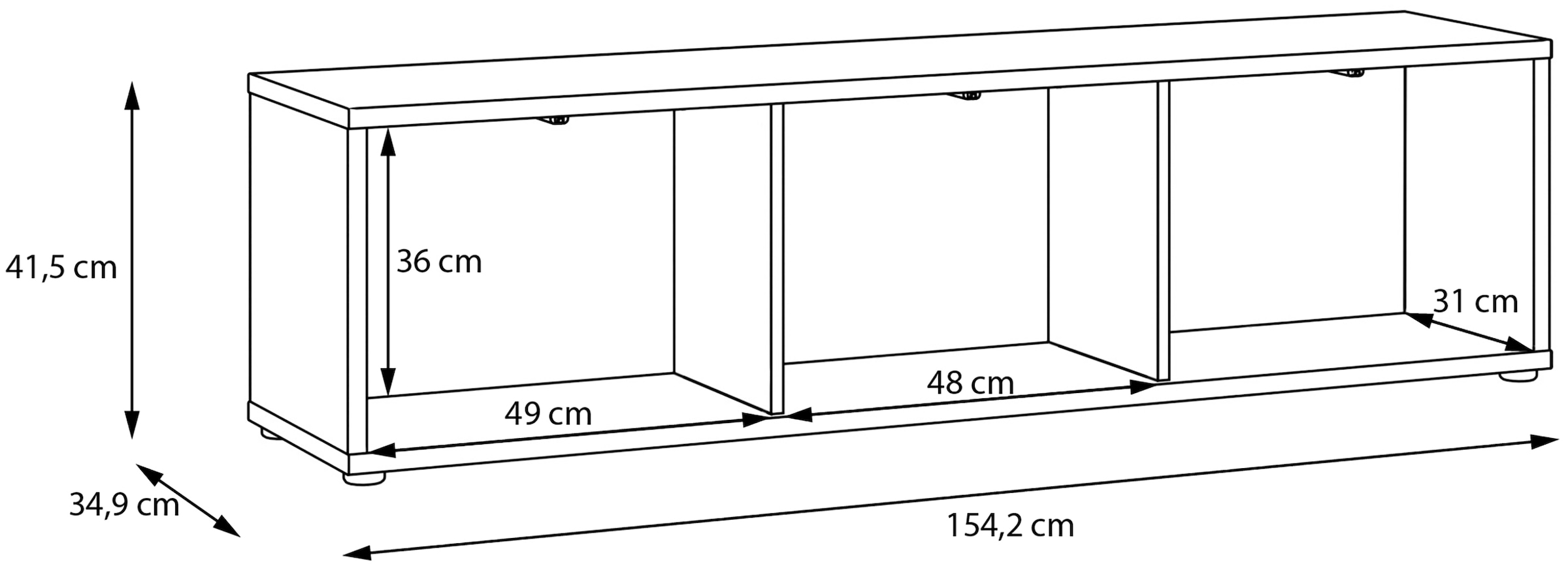 FORTE Table basse »Alice Springs, TV-Board, viel Stauraum, grosse Türen zum Aufklappen« L/H/P 154,2/41,5/34,9 cm Portes pliantes
