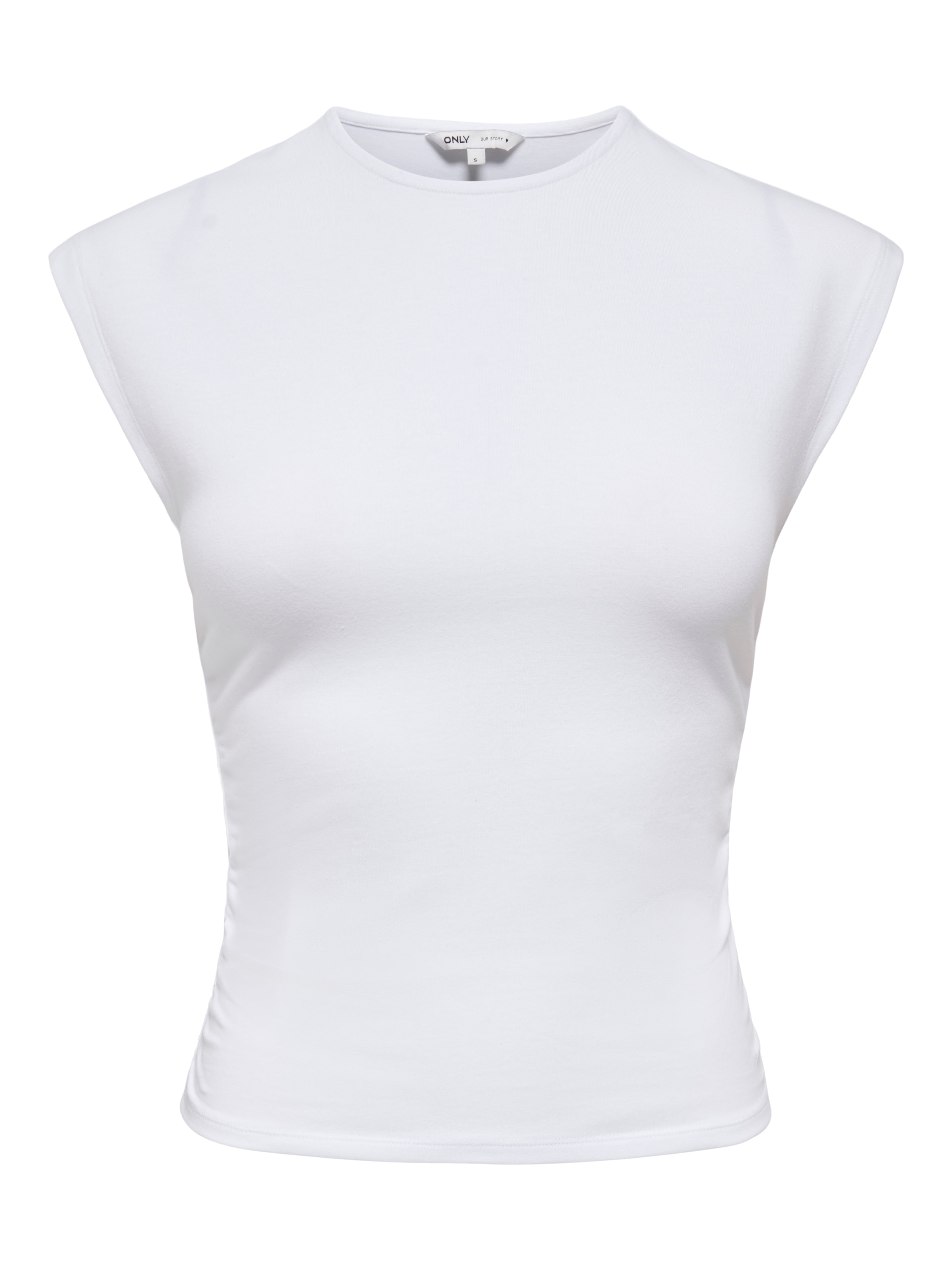 ONLY Haut de chemise »ONLMIRA CAPSL RUCHING TOP JRS NOOS« mélange de coton, regular fit, col rond