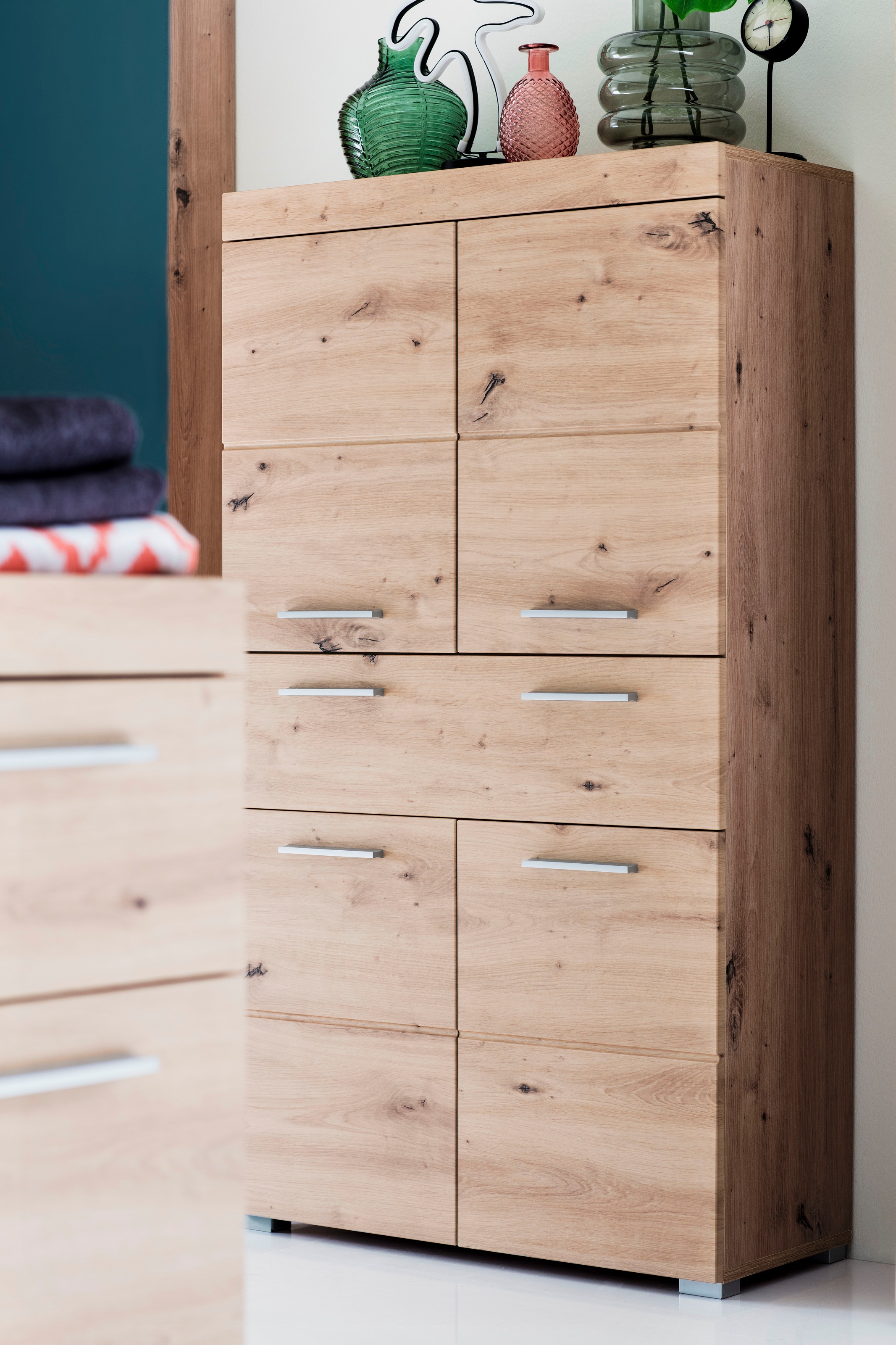 welltime Armoire intermédiaire »Avena« armoire debout avec 4 portes, 1 tiroir - (L/P/H) 73/31/130 cm