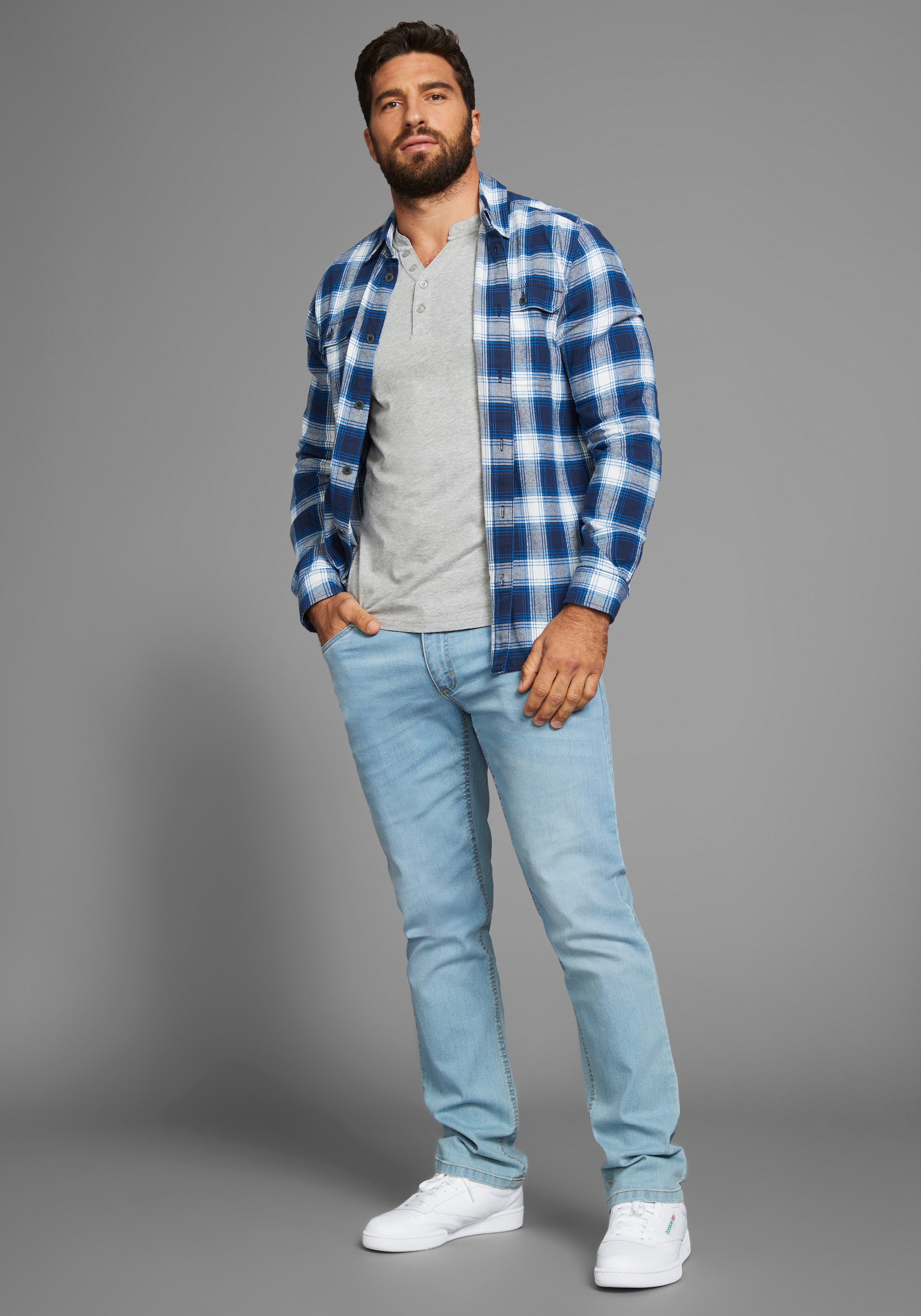 H.I.S T-shirt Henleys 2-er Pack,  mit Knopfleiste